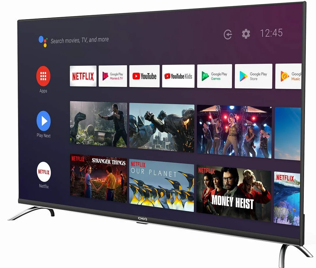 CHIQ U50H7A, 50", Android Smart TV, UHD, 4K, WiFi, Bluetooth, Google Assistant, Netflix, Prime Video, 3 HDMI, 2 USB