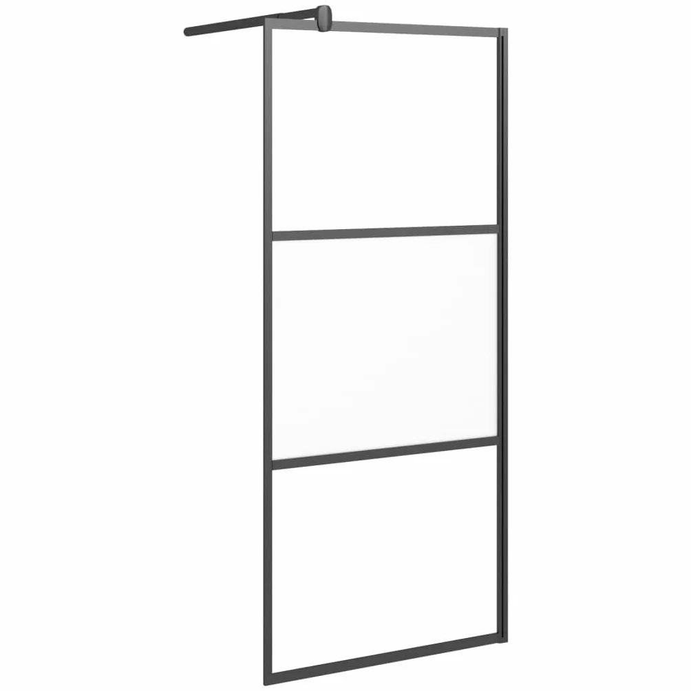 vidaXL Ścianka prysznicowa, 80x195 cm, szkło półmrożone ESG, czarna