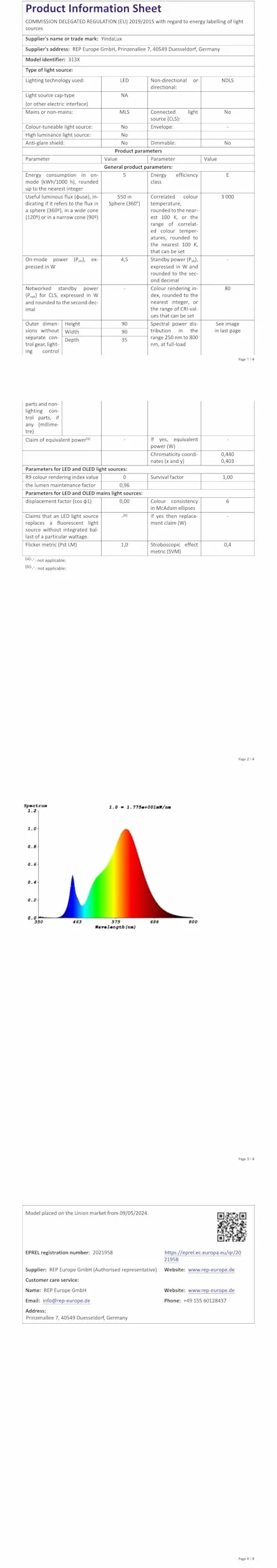 YindaLux LED reflektor do zabudowy 230 V ściemniany IP44 5 W ultra cienki, wymiar cięcia 68-80 mm, 3000 K / 4000 K / 6000 K, kąt nachylenia 45°, reflektor do zabudowy do łazienki salonu biały, zestaw