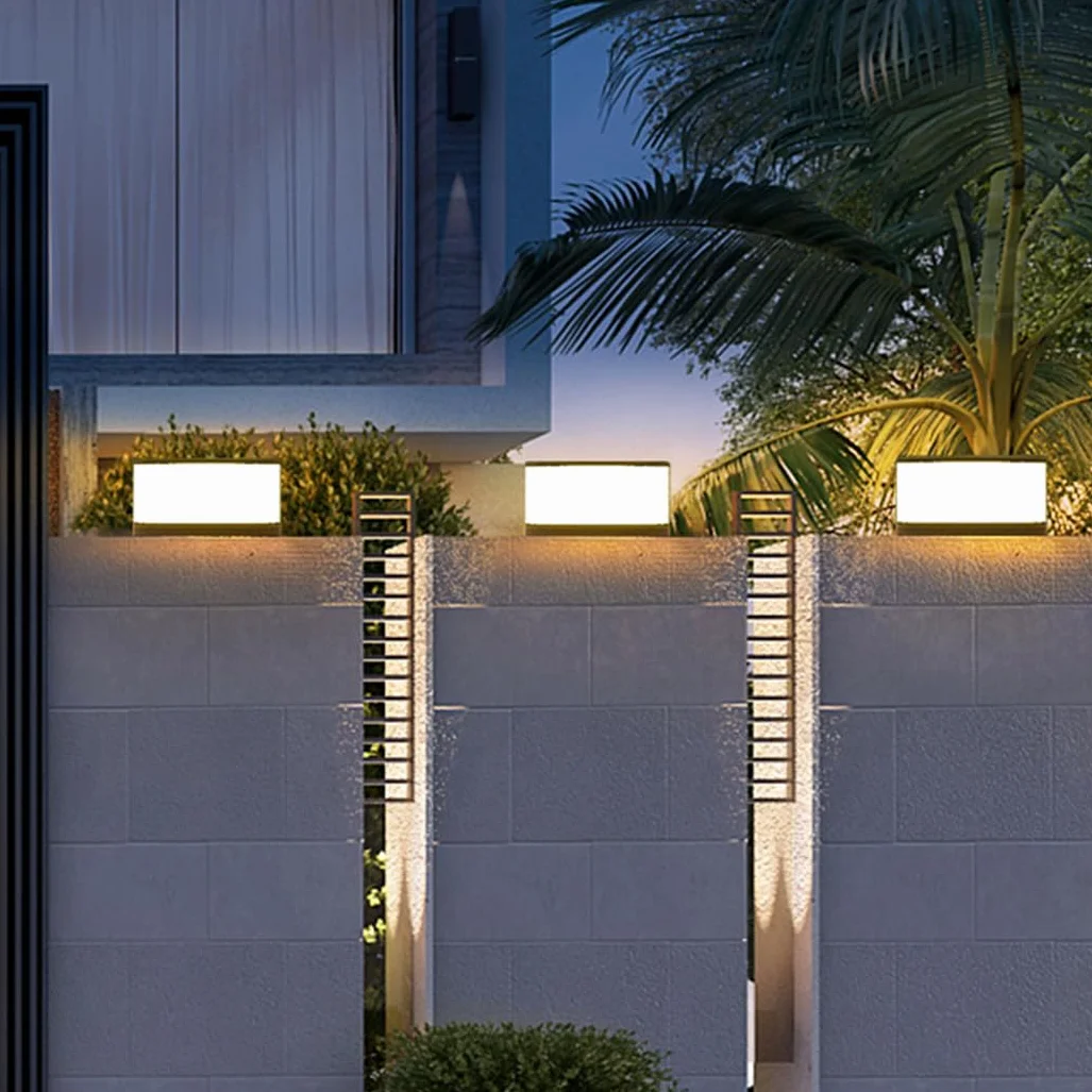 Oświetlenie zewnętrzne z okrągłą latarnią słoneczną nowoczesna oprawa oświetleniowa kolumna odporna na rdzę wodoodporne lampy solarne latarnia, matowe czarne