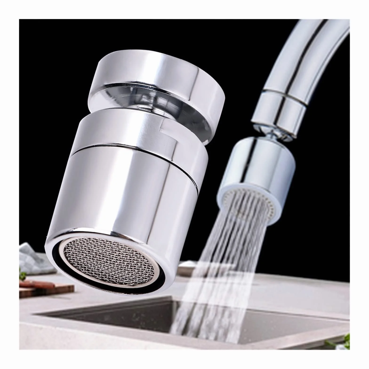 Perlator do kranu Adapter do kranu Aerator do kranu 1 szt. Aerator do kranu, oszczędzająca wodę dysza do kranu Opryskiwacz z kranu Elastyczny stopień Aerator Wylot Obrotowa głowica kranowa Bateria zle