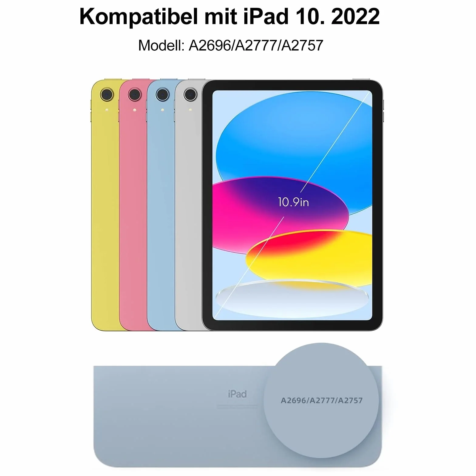 SENGBIRCH Etui z klawiaturą do iPad 10. generacji 10.9" Bluetooth QWERTZ jasnoszare