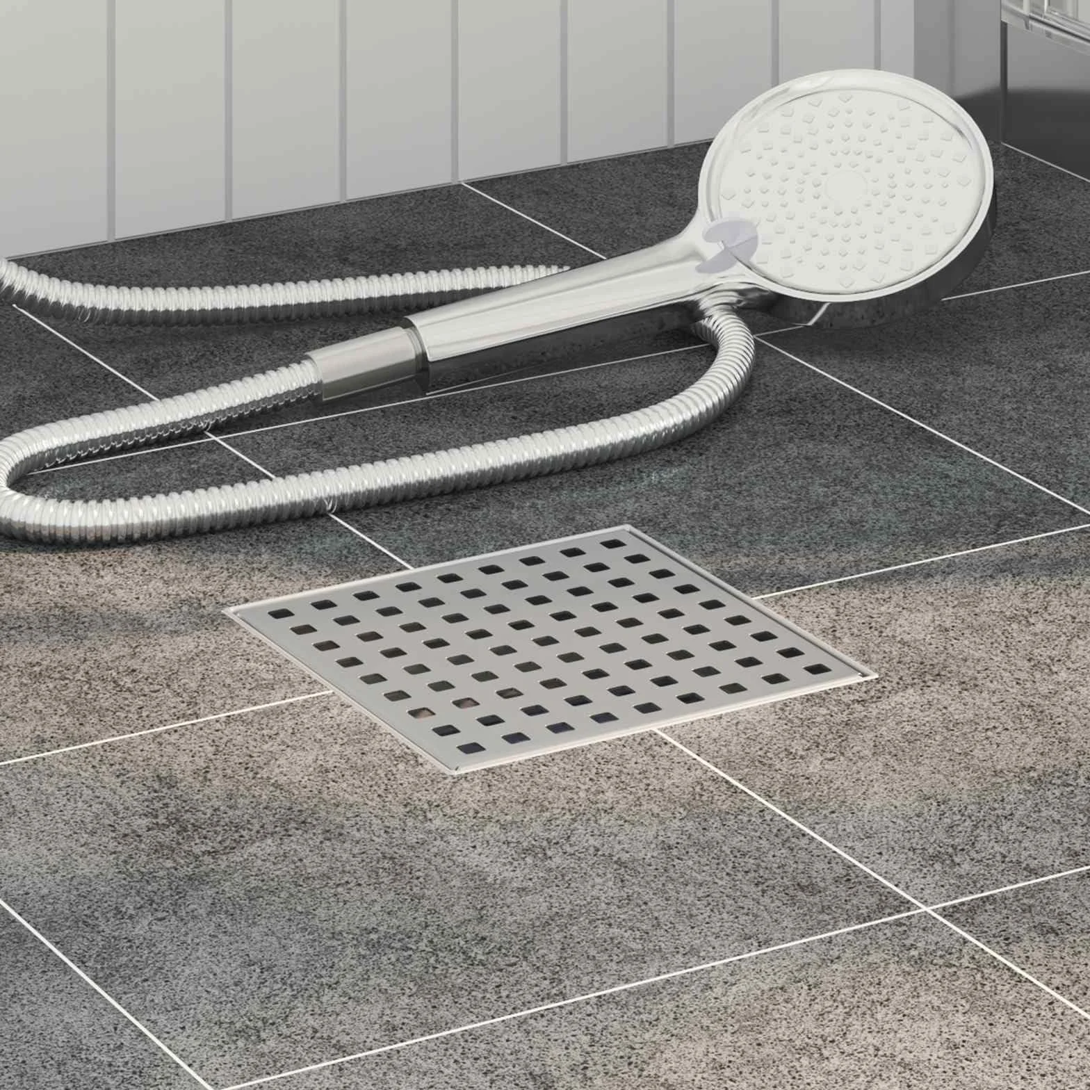 Punkt odpływ prysznicowy srebrny ze stali nierdzewnej 304 15 x 15 cm z odpływem i syfonem, łącznie z syfonem, z zamknięciem przeciwzapachowym i zabezpieczeniem przed zatkaniem, nadaje się do