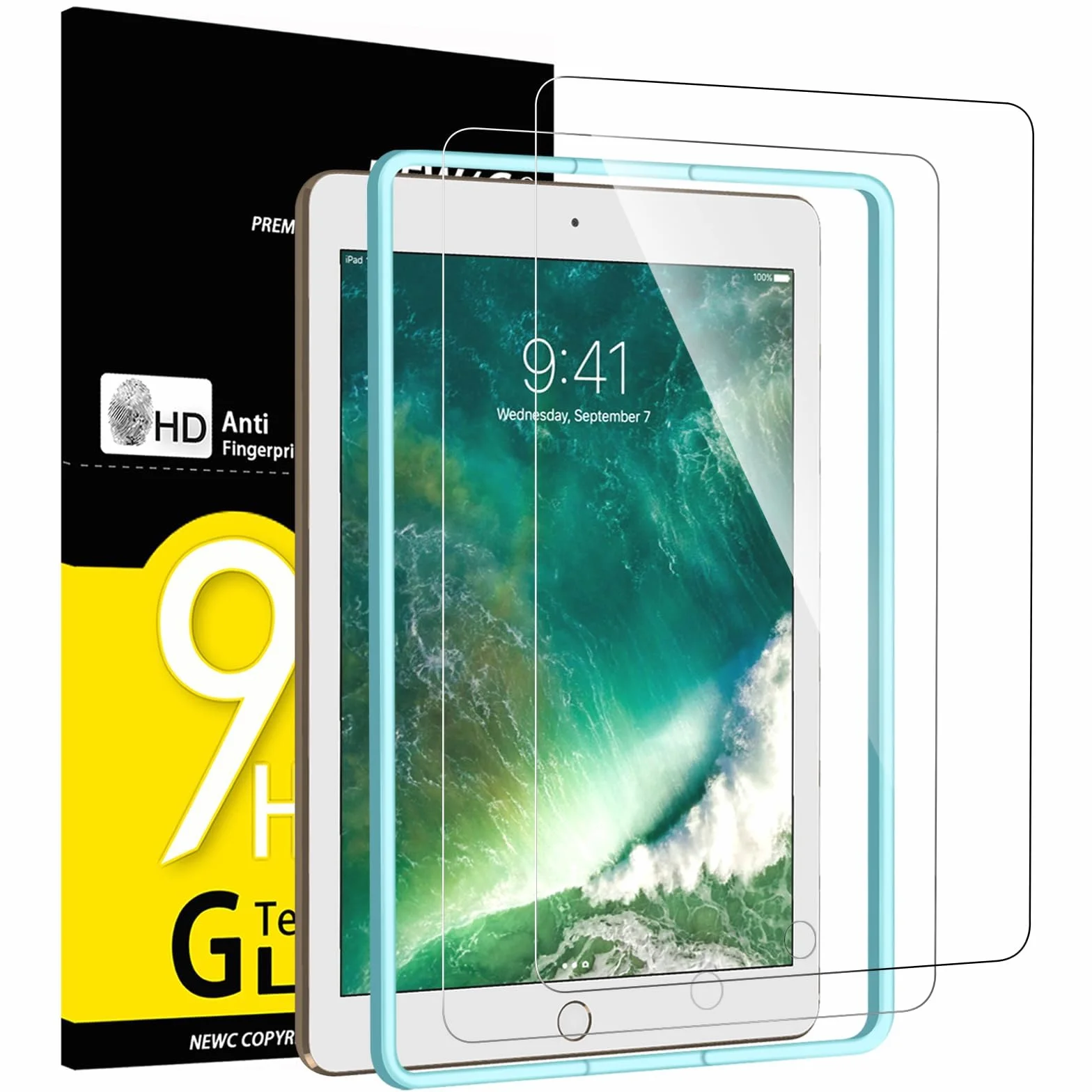 NEW'C zestaw 2 szt., osłona ekranu z hartowanego szkła do iPada Air 3 (10,5" model 2019) i iPada Pro 10,5 2017, folia ochronna na ekran - 0,33 mm HD Ultra przezroczysta - dostępne narzędzie do