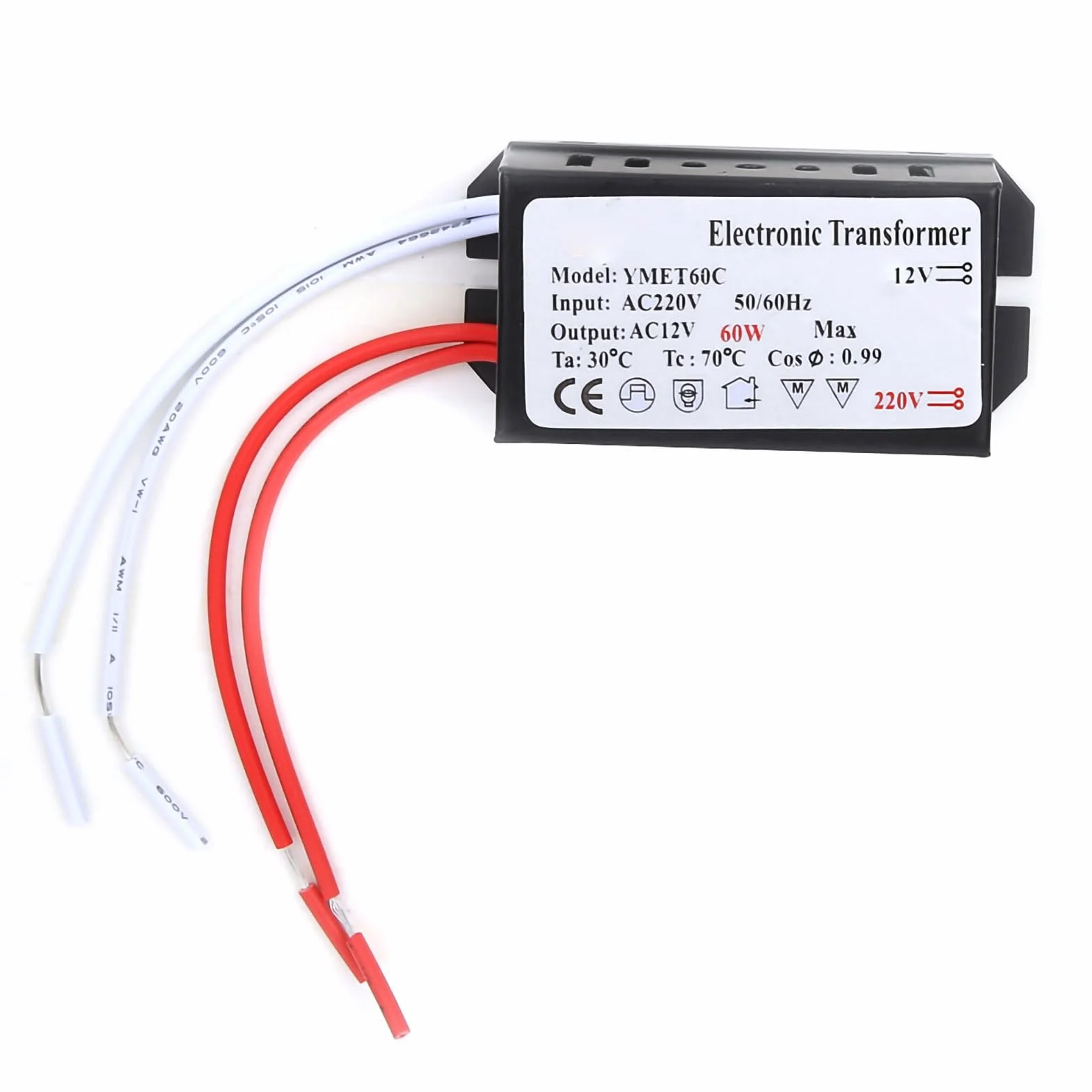 Hyuduo 220V bis 12V Elektronischer Transformator Spannungswandler Smart Power Supply Driver LED Power Supply Driver(60W)