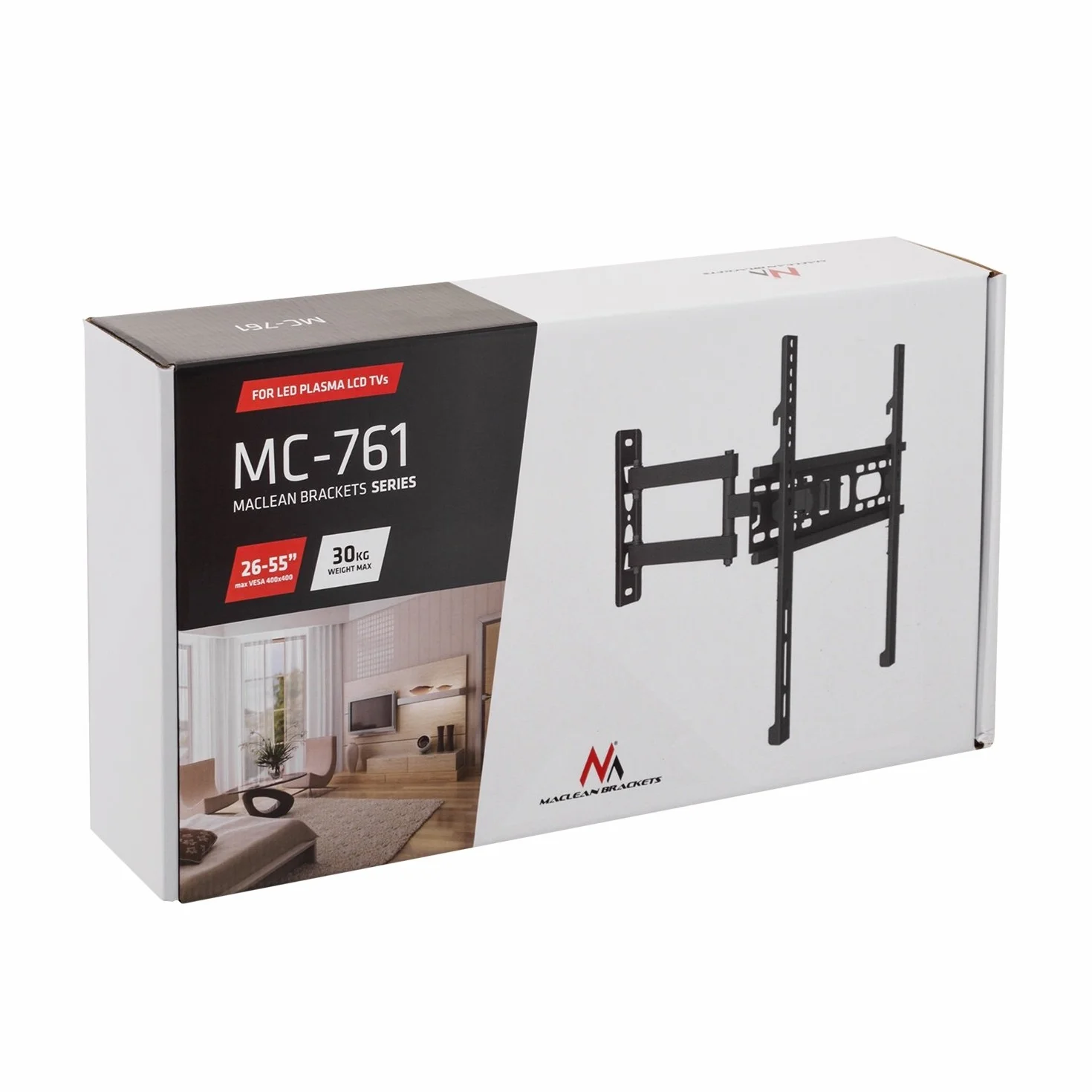 Maclean MC-761 uchwyt ścienny do telewizora, 30 kg czarny