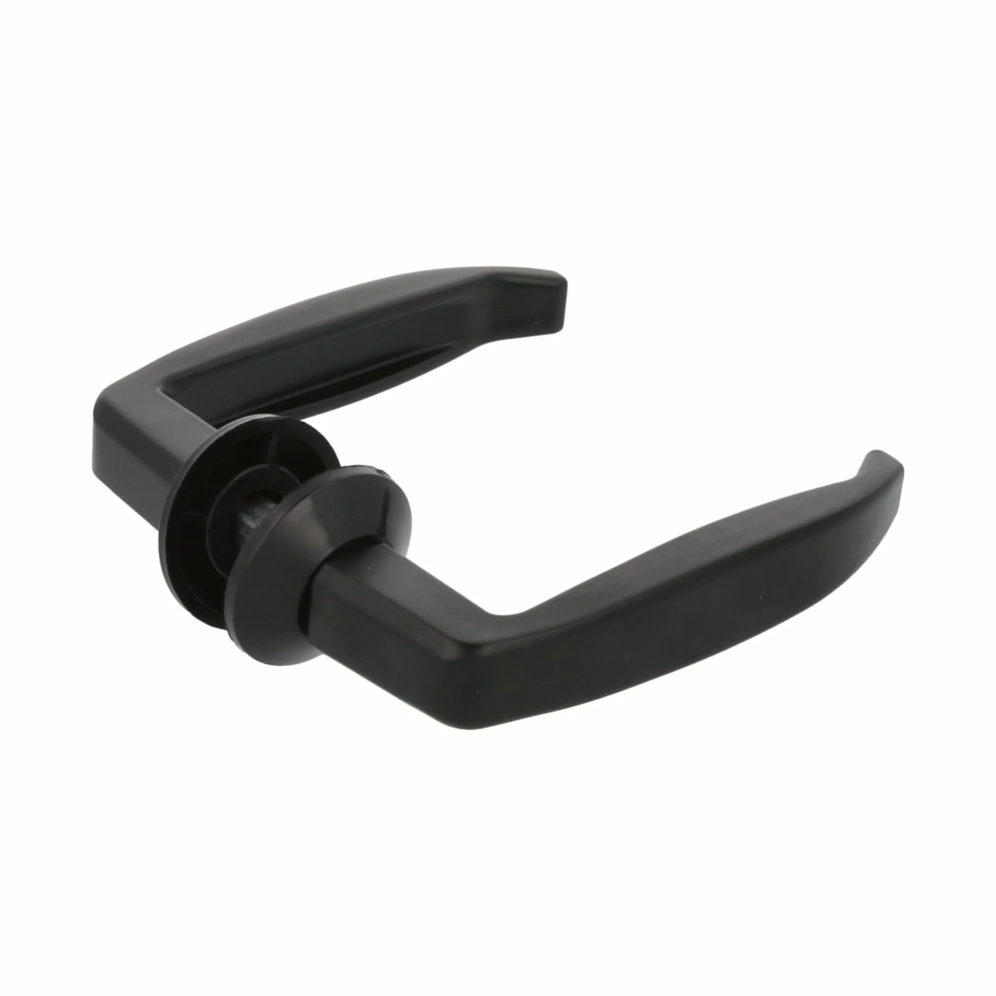Amig - Zestaw klamek do drzwi, czarny, z cokołem z aluminium, bez szyldu, idealny do drzwi wewnętrznych i zewnętrznych, wymiary: 105 x 40 mm