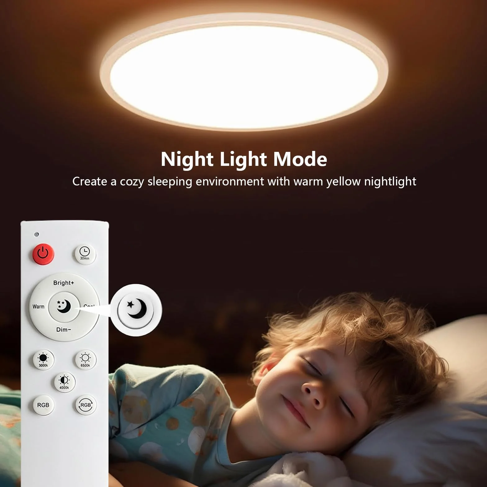 Alexa LED Lampa Sufitowa, 30W 2200LM Smart Lampy Sufitowe z Pilotem, Dimmable RGB Colour Changing Flush Lighting Dla Sypialni Pokój Dziecięcy Przedpokój Balkon (2700-6500K)