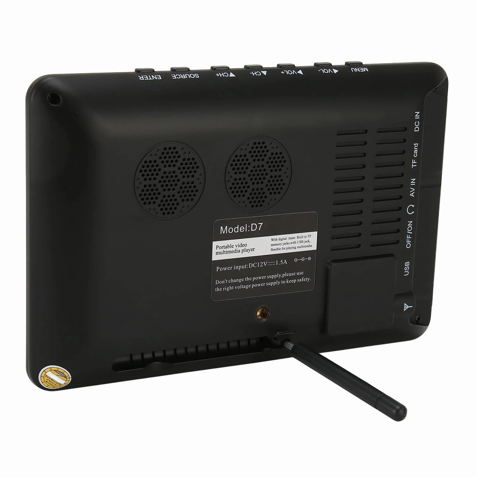 Przenośny Telewizor Cyfrowy 7-calowy LED z baterią litową 1500 mAh, Obsługa DVB-T i ATV