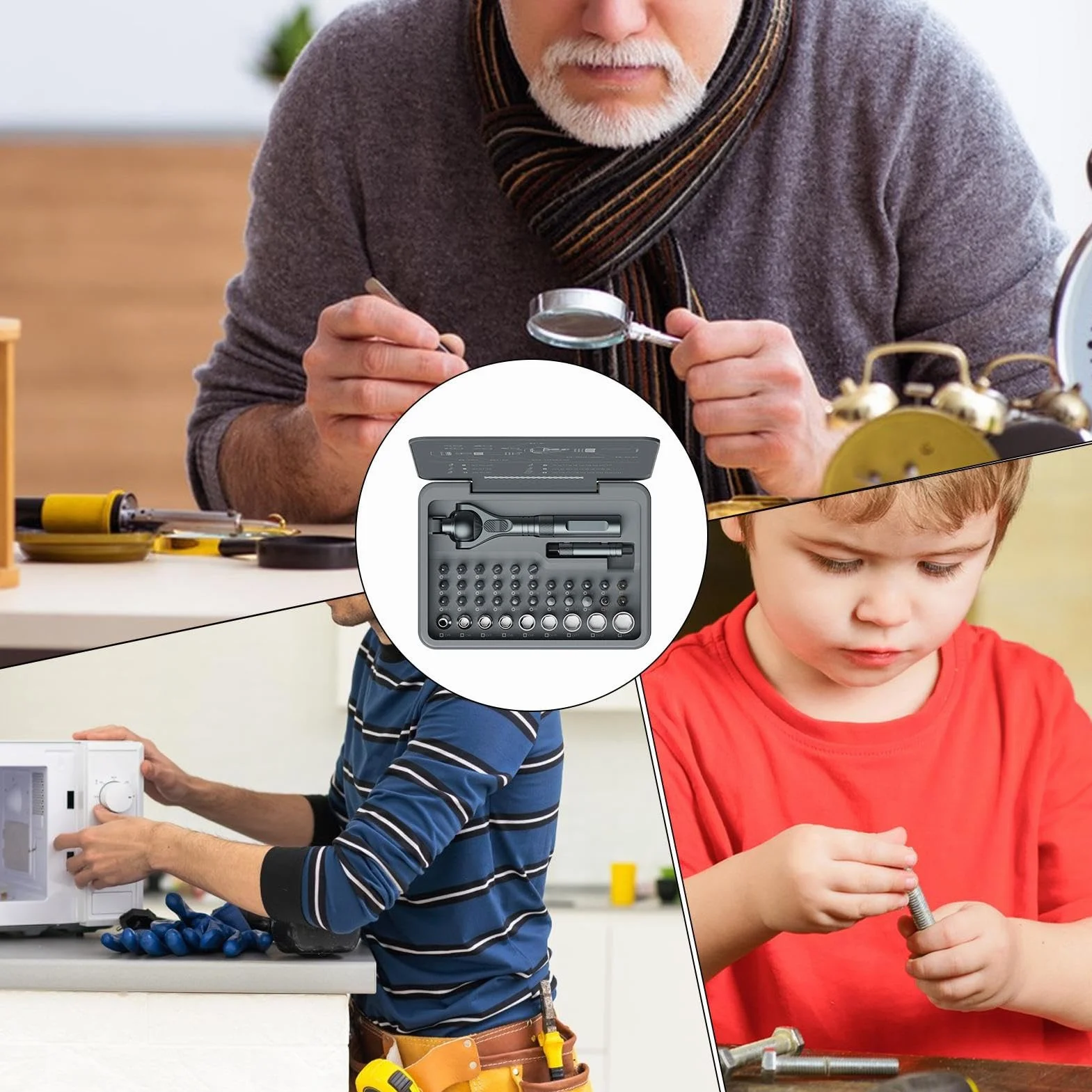 Zestaw Kluczy Nasadowych Wielofunkcyjny Klucz Grzechotkowy z Wkrętakiem | Wielofunkcyjny Zestaw Z Ergonomiczną Rękojeścią Do Napraw Samochodowych I Mechaniki