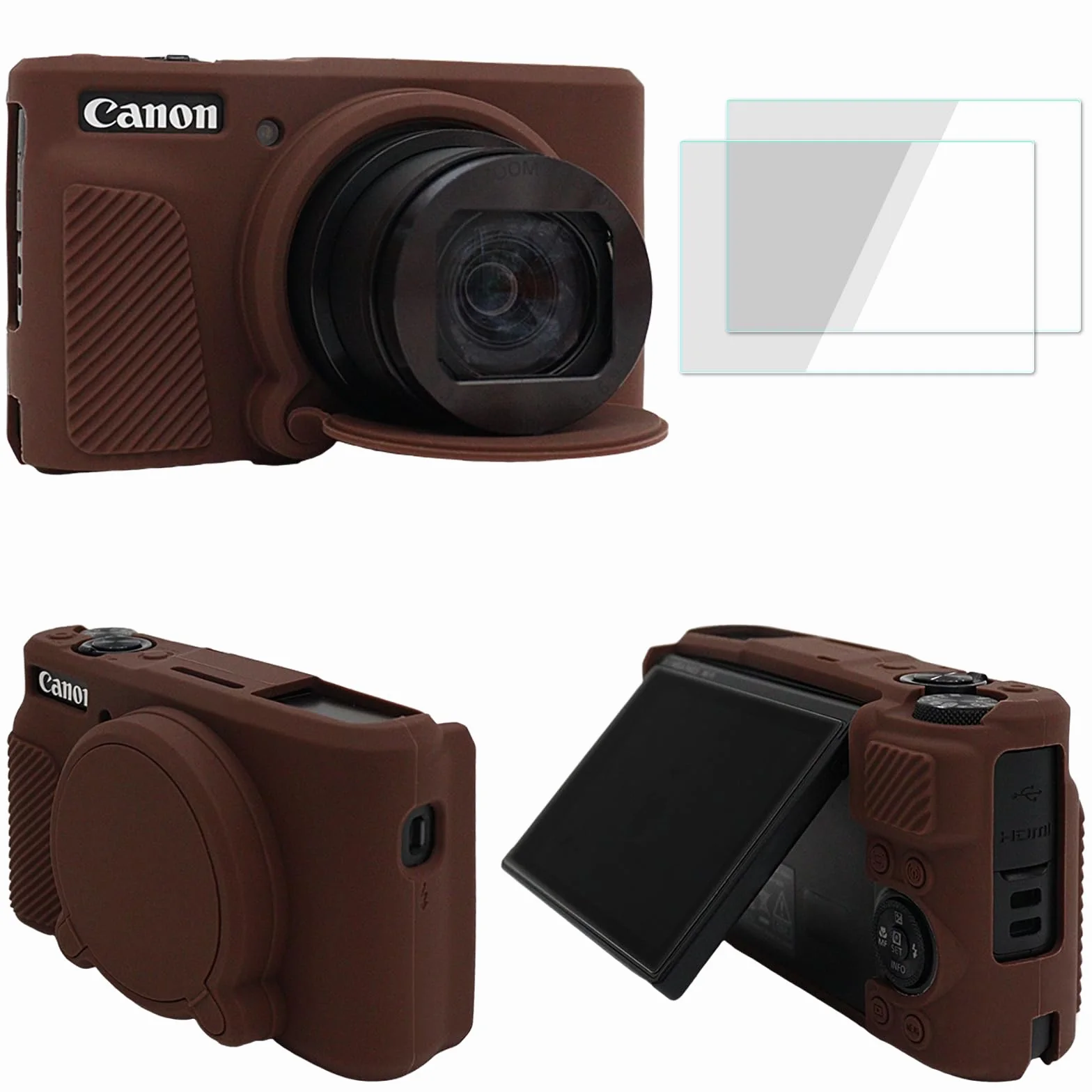 SX740 zestaw akcesoriów do etui na aparat Canon PowerShot SX730 SX740 HS silikonowe etui ochronne brązowe