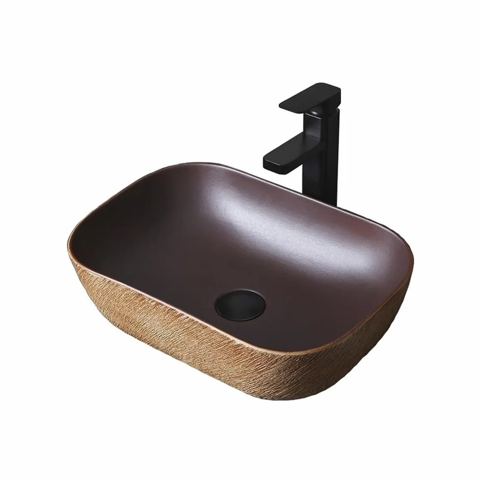 Zlewozmywak naczyniowy Umywalka nablatowa Art w stylu retro, prosta, ceramiczna, owalna, balkonowa