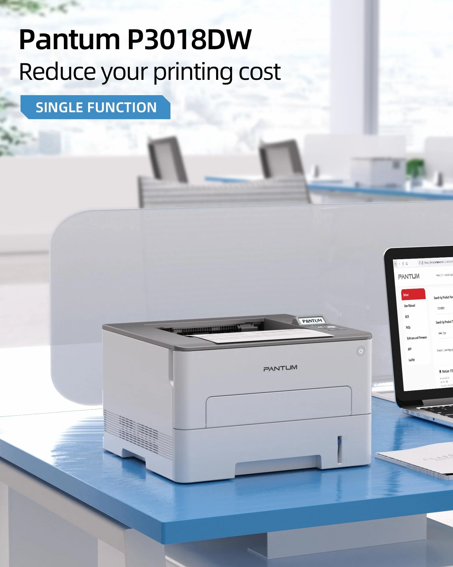 PANTUM P3018DW Drukarka laserowa Wi-Fi czarno-biała automatyczny dupleks 30 PPM A4