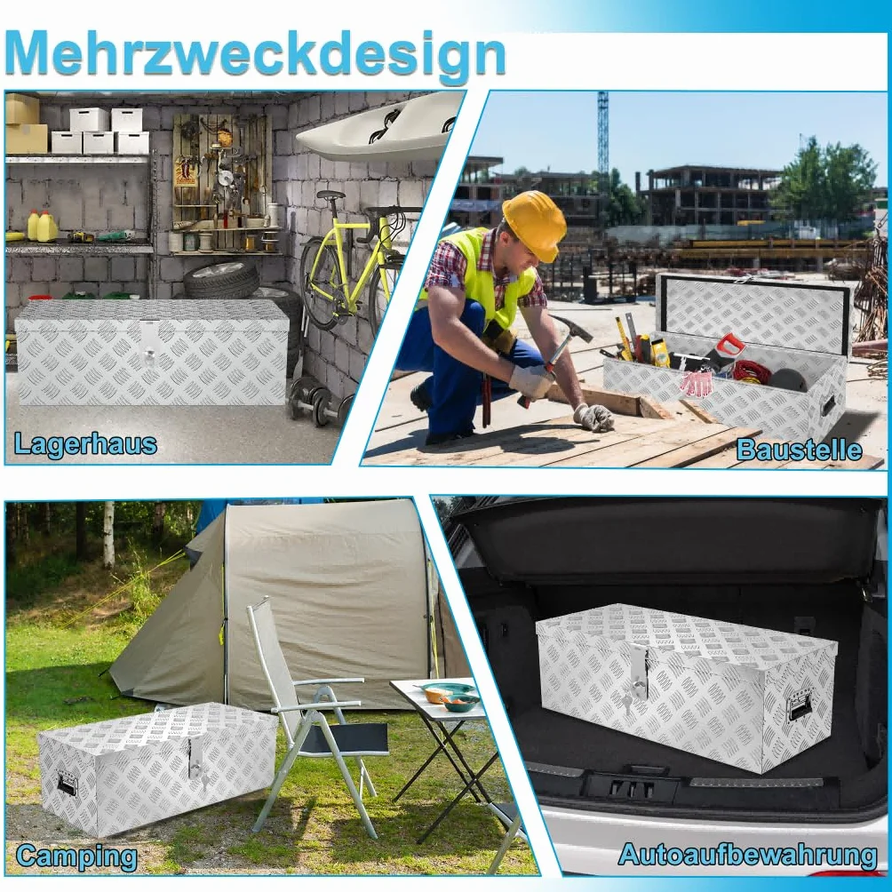 XMTECH Aluminiowe Pudełko Transportowe, Do Przechowywania, 61,5 x 26,5 x 30 cm, Skrzynka Magazynowa 38 l, Na Narzędzia
