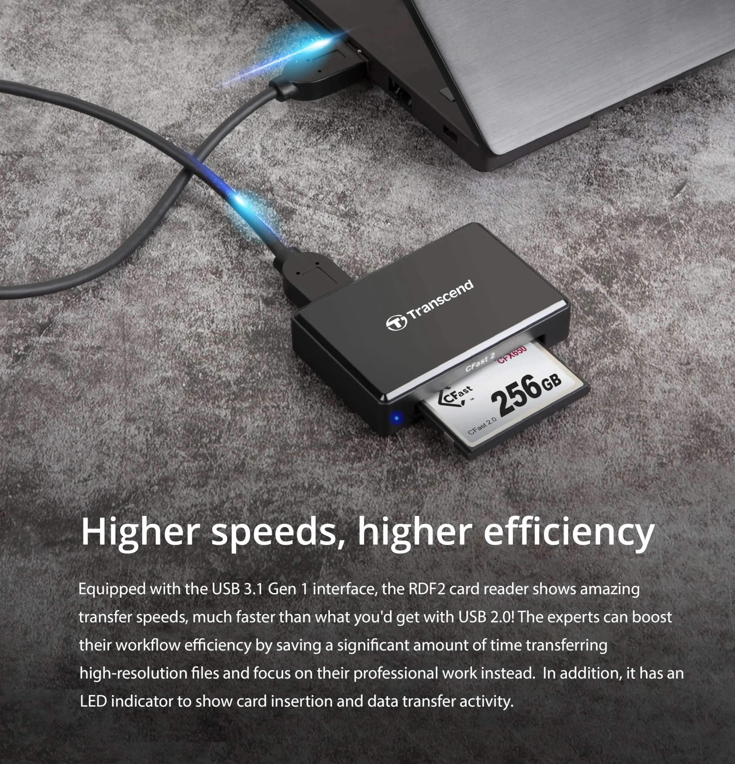 Transcend czytnik kart CFast USB 3.1 Type-A TS-RDF2 Czarny