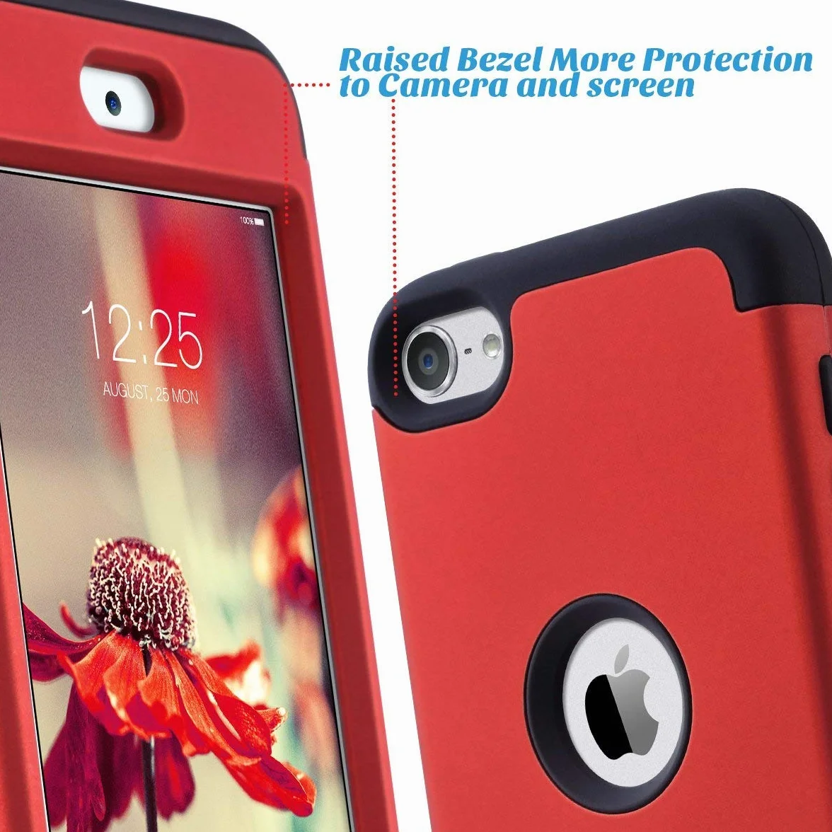 ULAK Etui Hybrydowe 3-warstwowe Silikonowe do Apple iPod Touch 5/6/7 Generacji - Czerwone