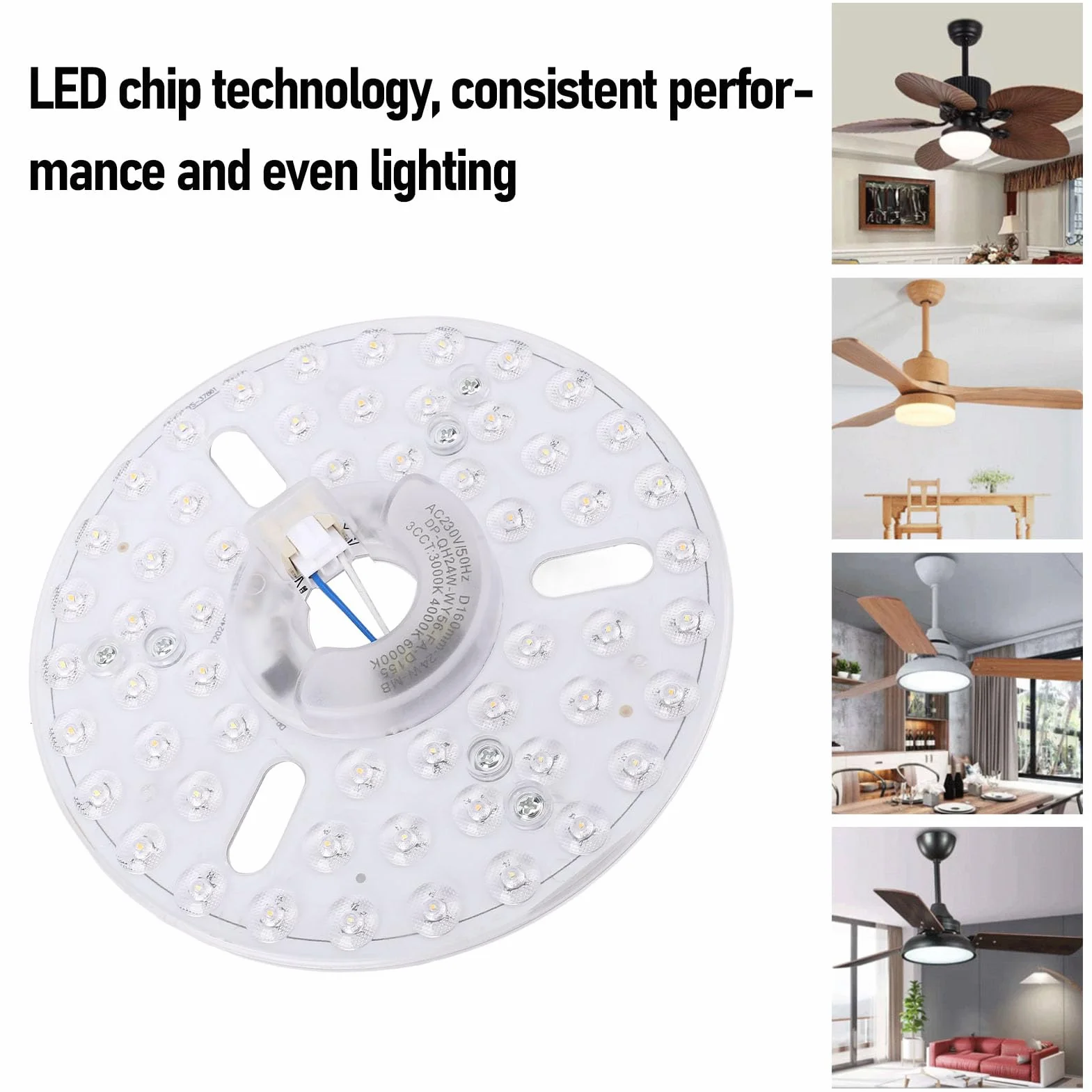 6,3in Zestaw LED Wentylatora LED Magnetyczny 24 W Dimmabable 3CCT 3000K 4000K 6000K Wentylatory Wentylatorów (230V)