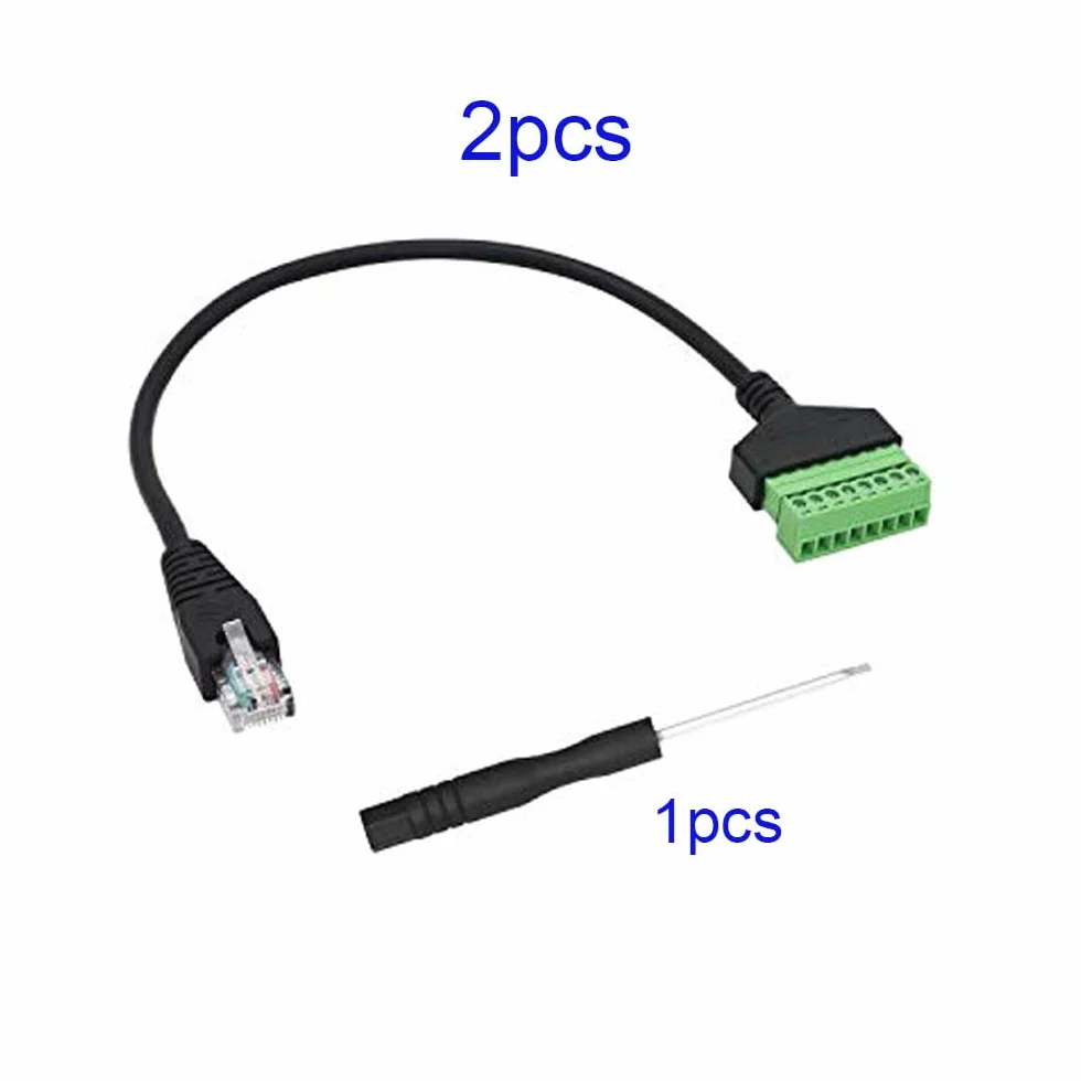 RUNCCI-YUN Zacisk śrubowy RJ45, RJ45 Ethernet 8P8C męski 8-pinowy przedłużacz do AV CCTV DVR Cat6 Cat5 łącznik liniowy (30 cm / 2 sztuki)