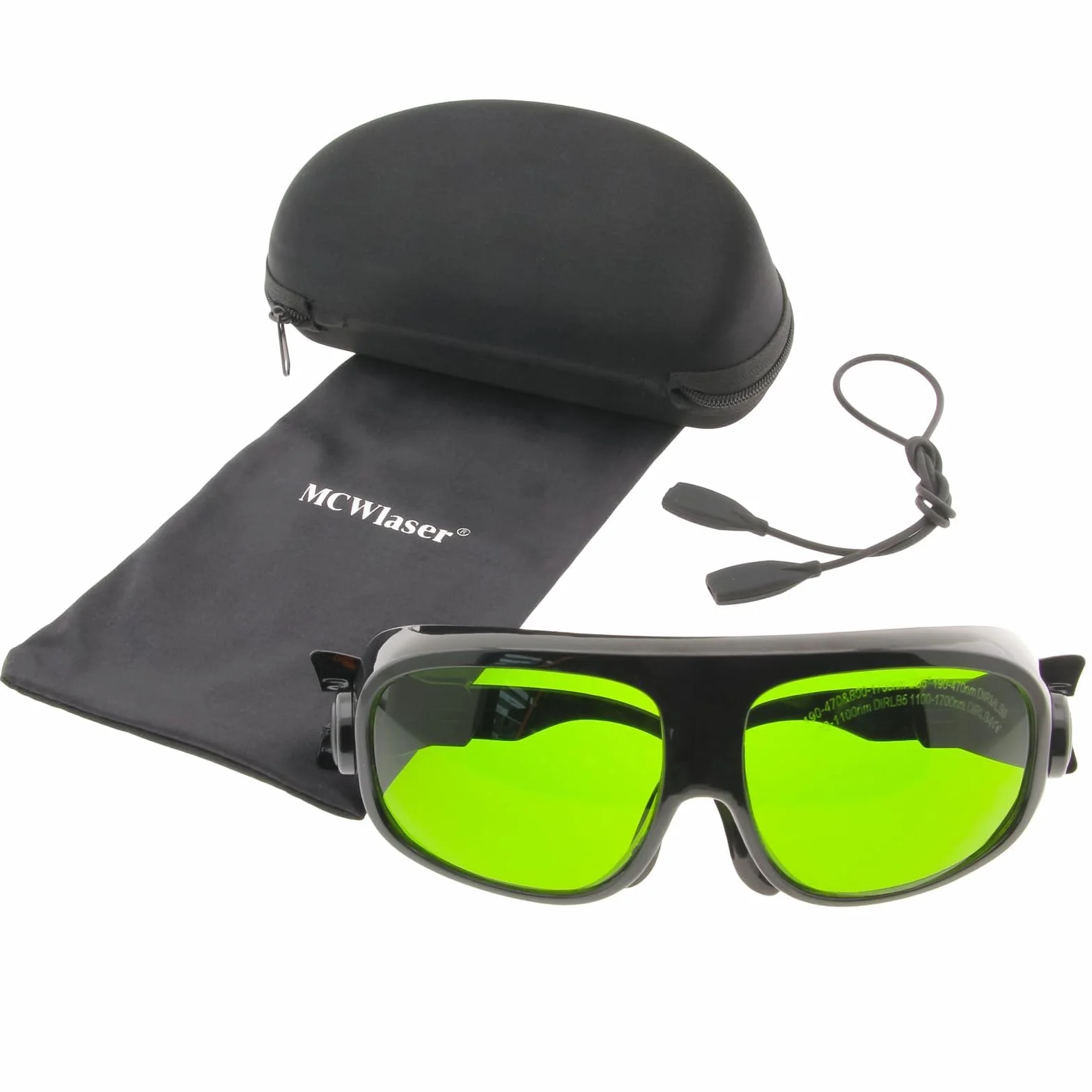 MCWlaser Laserowe okulary ochronne 190-470 i 800-1700 nm, typowe dla 355 nm, 405 nm, 445 nm, 808 nm, 810 nm, 980 nm, 1064 nm, 1470 nm, 1550 nm, typ absorpcji EP-8