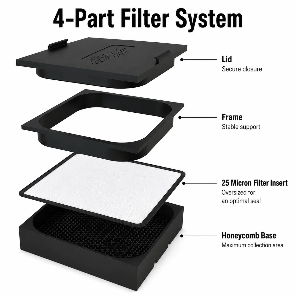 Hazh Vac Small 12 x 3,5 cm – próżniowa prasa filtrująca i ekstraktor cieczy – system filtracji Honeycomb z PETG – w zestawie z nylonowym filtrem siatkowym o grubości 25 mikronów (średni)