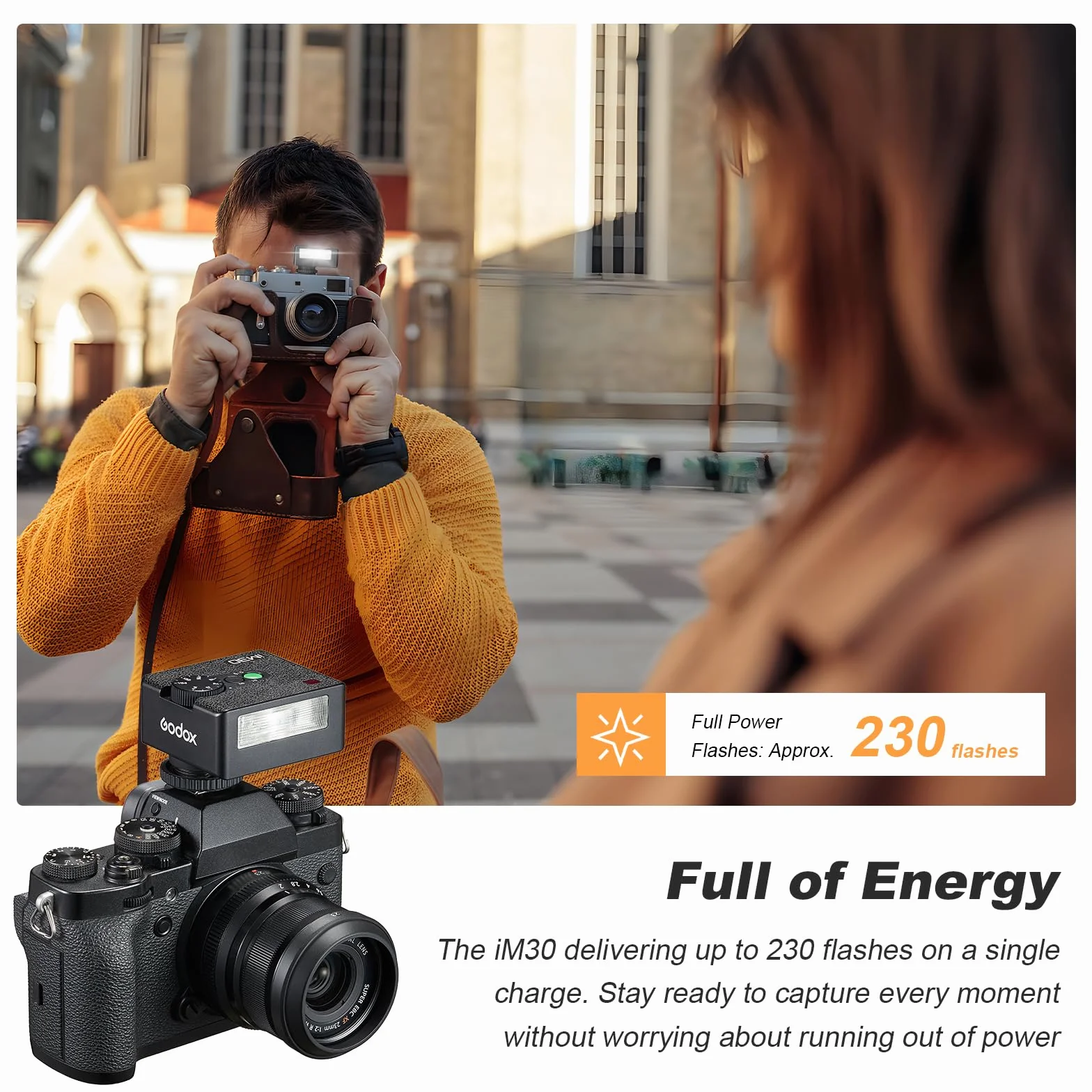 Godox IM30 Mini Flash Speedlite Ręczny S1/S2 Optyczne 7 Poziomów Mocy 6500K