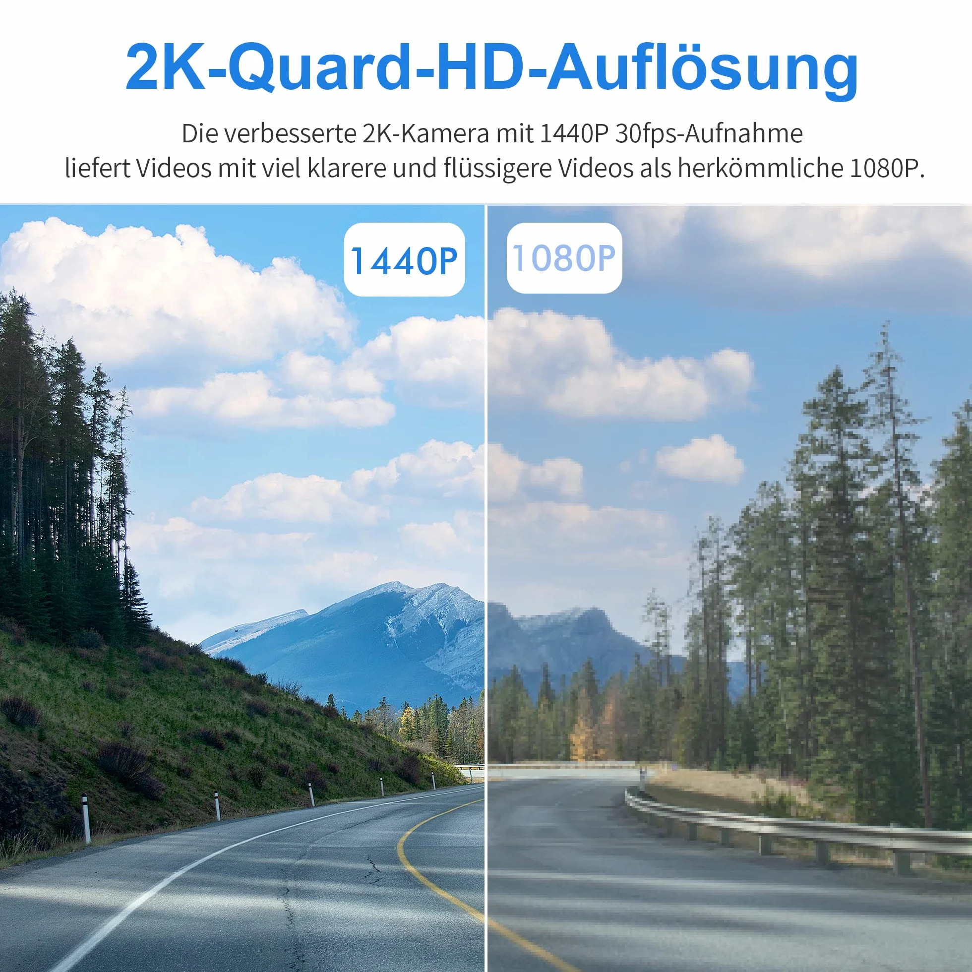 2K Dash Cam Auto, KAWA 1440P Full QHD Telekamera Auto 360° Ogólny obrotowy Wi-Fi Incorporato, Sorveglianza di Parcheggio 24h e G-Sensor, 145° Grandangolo, WDR z widokiem Notturna Eccellente