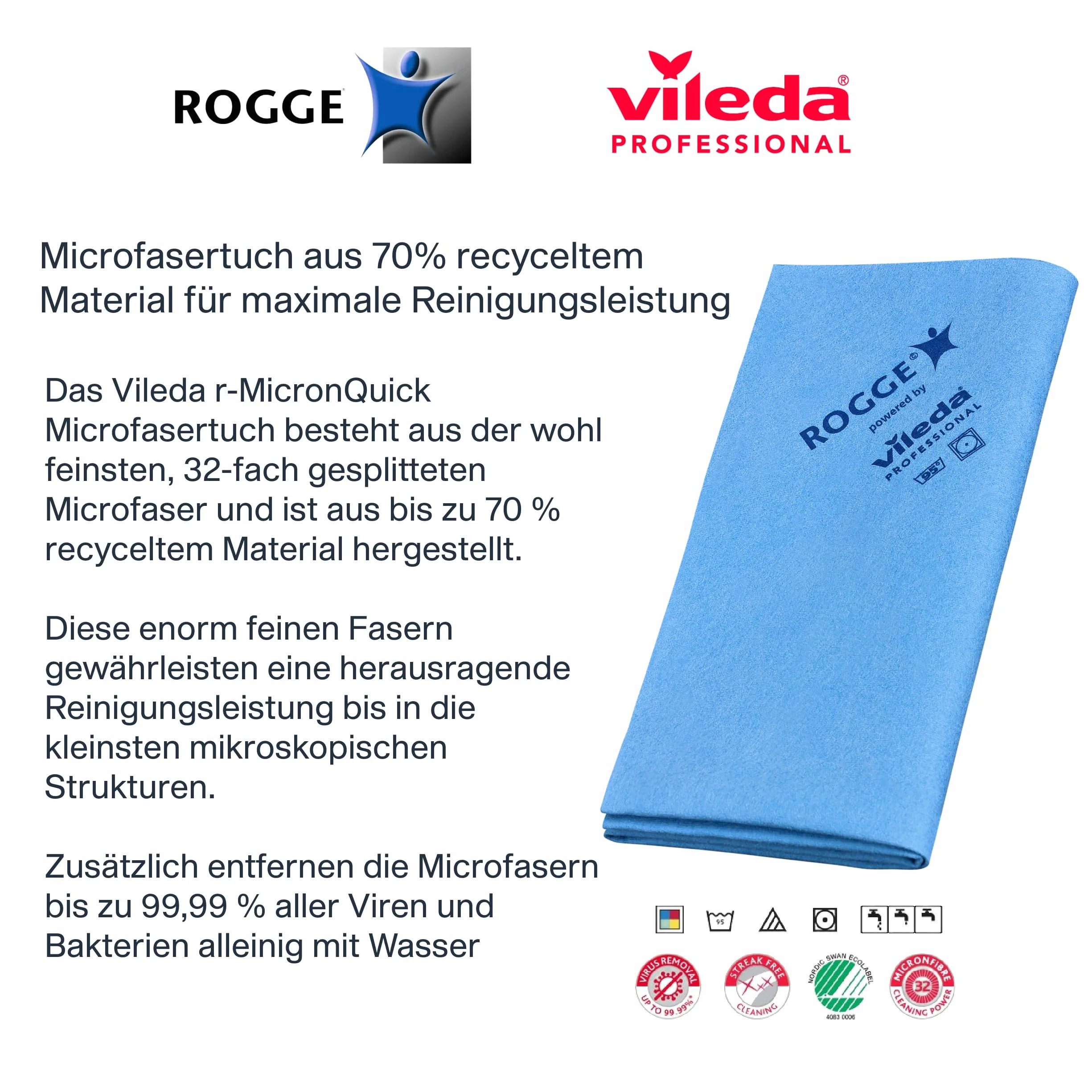 ROGGE & Vileda Prof. XXL Display Microfiber Cloth 38x40 cm Zestaw 5 szt.