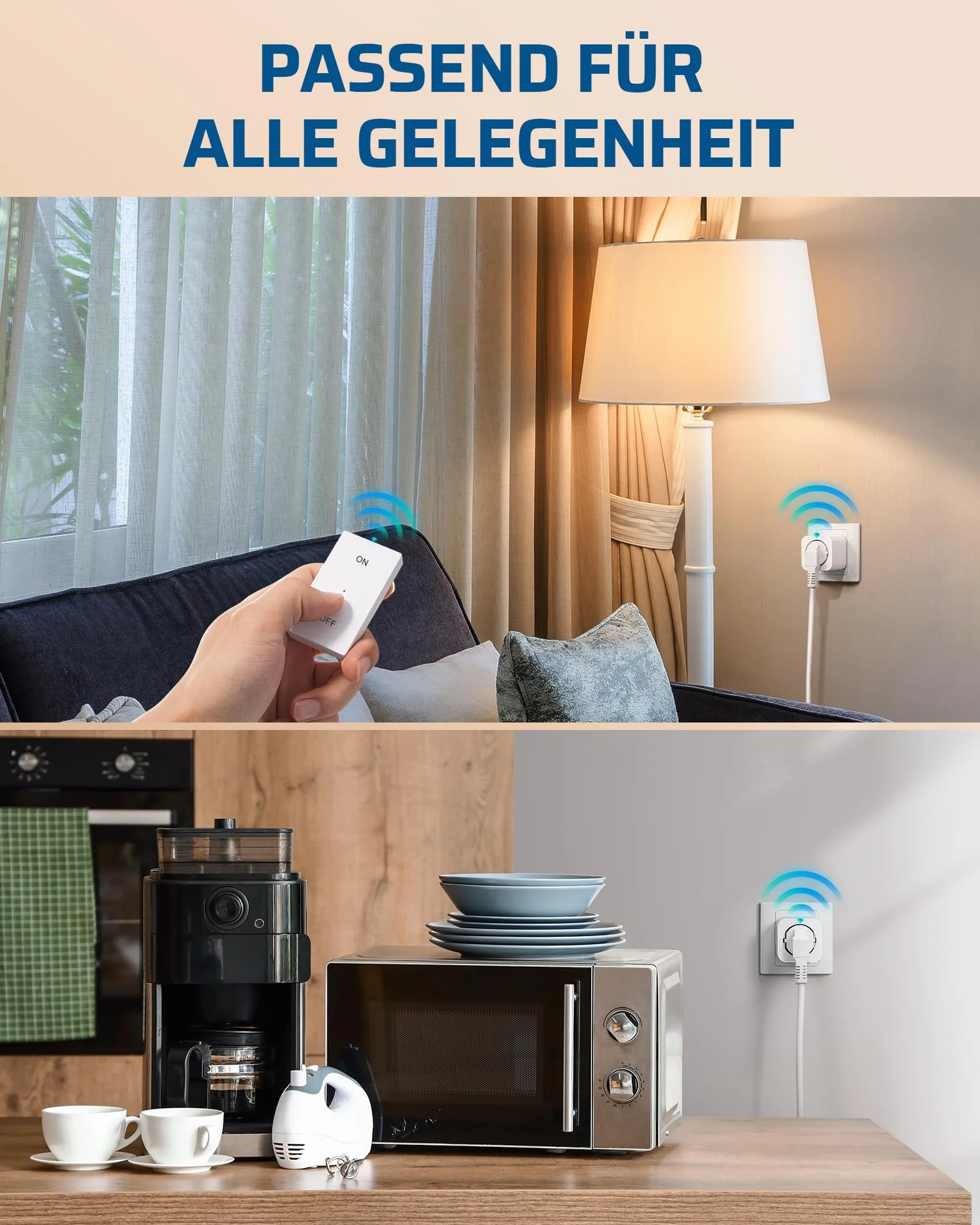DEWENWILS Gniazda radiowe z pilotem zdalnego sterowania, 16 A, 3680 W, plug-in wł./wył., bezprzewodowy przełącznik ścienny, nie wymaga kabla, możliwość rozszerzenia włącznika światła do dekoracji
