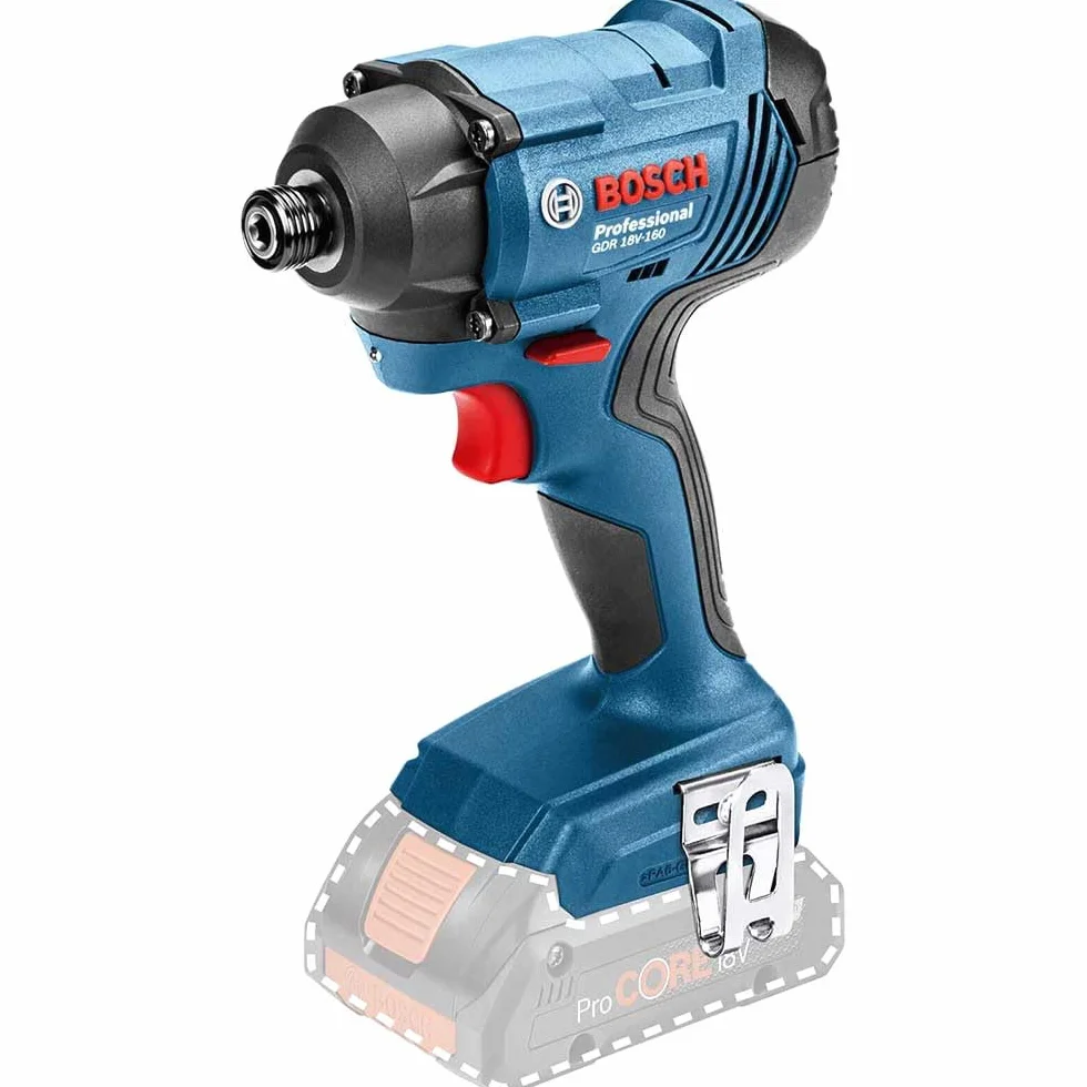 Bosch Professional system 18V: akumulatorowy klucz udarowy GDR 18V-160 (maksymalny moment obrotowy 160 Nm, śruby M6–M14, walizka L-BOXX)