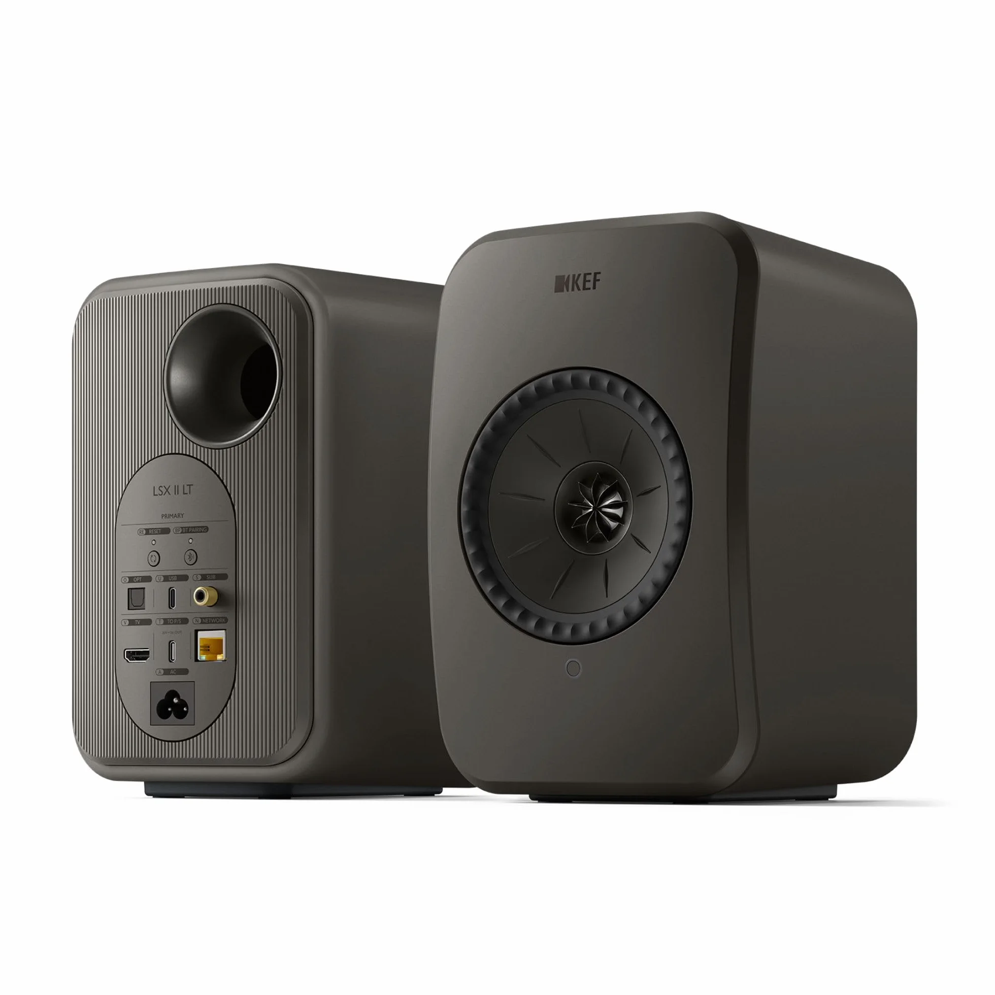 KEF LSX II LT Bezprzewodowe głośniki półkowe, grafitowy szary | Muzyka | Telewizja i kino domowe | Gry | HDMI ARC | USB-C | Bluetooth | AirPlay 2 | Chromecast | Spotify
