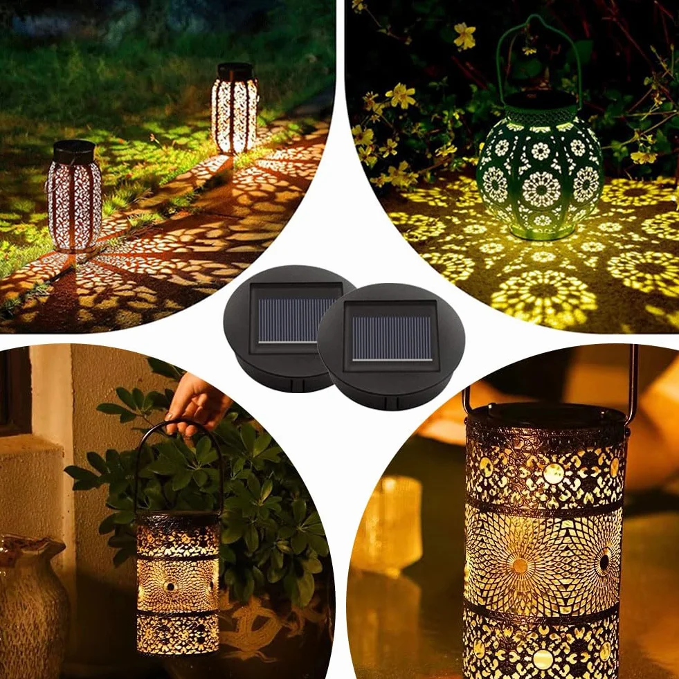 Lampy solarne, części zamienne, 2 x śred. 8 cm, lampa solarna z jasnymi diodami LED, do lamp ogrodowych, wiszących latarni, ogrodu, tarasu, chodnika