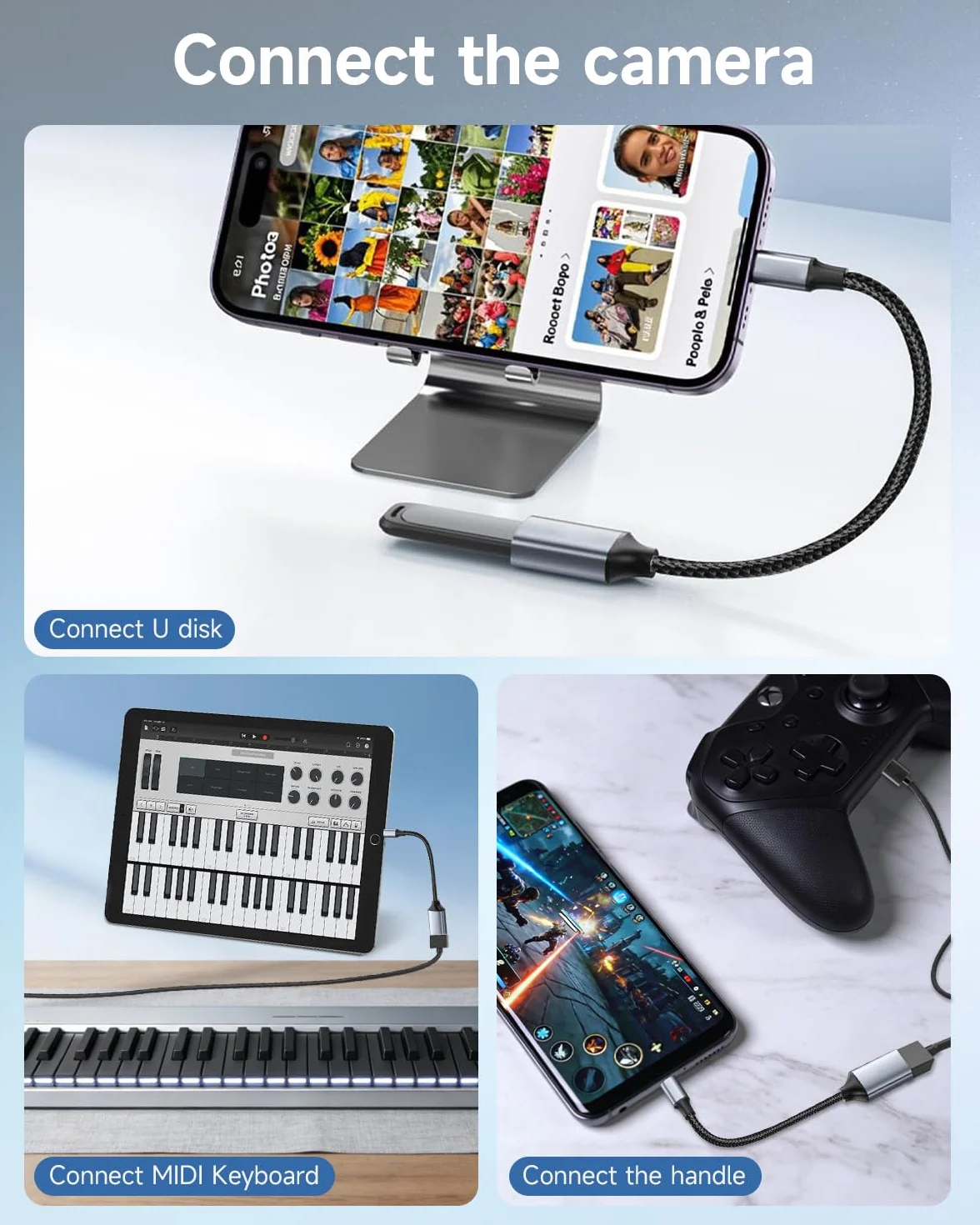 Adapter USB na Lightning do iPhone 14 13 12 11 Pro Max XS XR 8 7 Plus iPad OTG