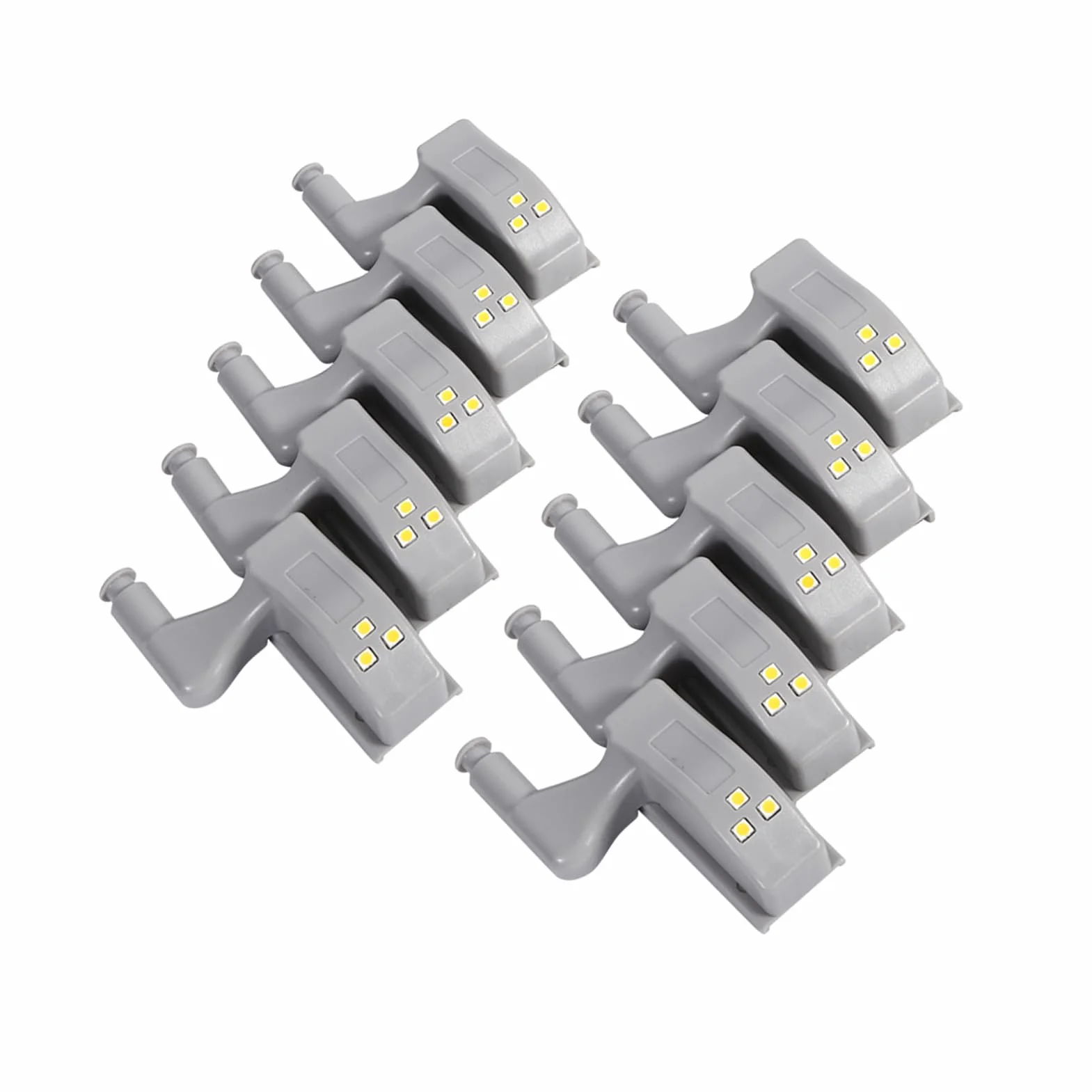 LED Czujnik Oświetlenia do Szafek, 10 Sztuk, Zawiasowe Lampki Nocne, Ciepła Biel, Automatyczne Włączanie, do Kuchni i Szaf