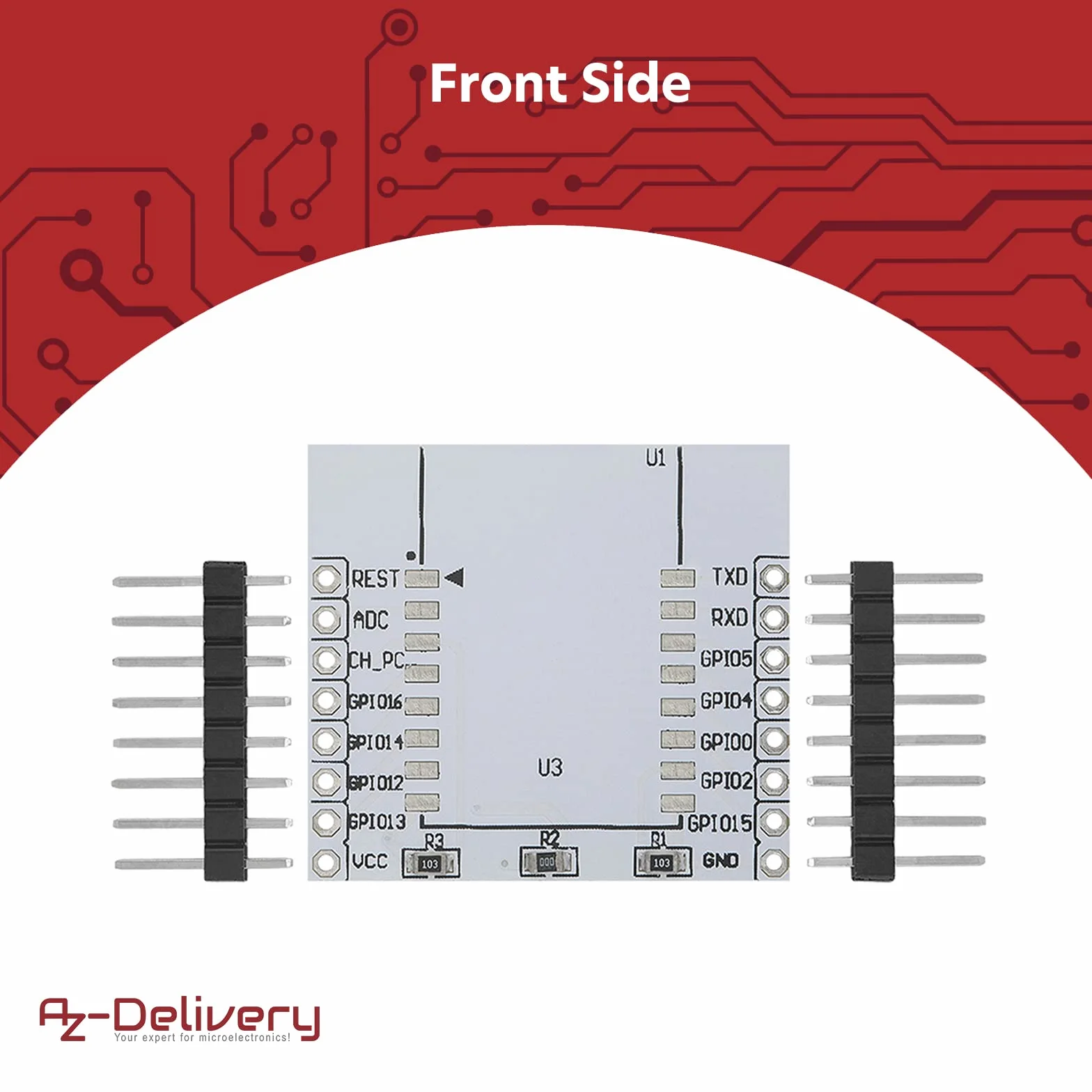 AZDelivery Adapter Board Plate dla ESP8266 ESP8266-12E, ESP-07, ESP-08 WLAN