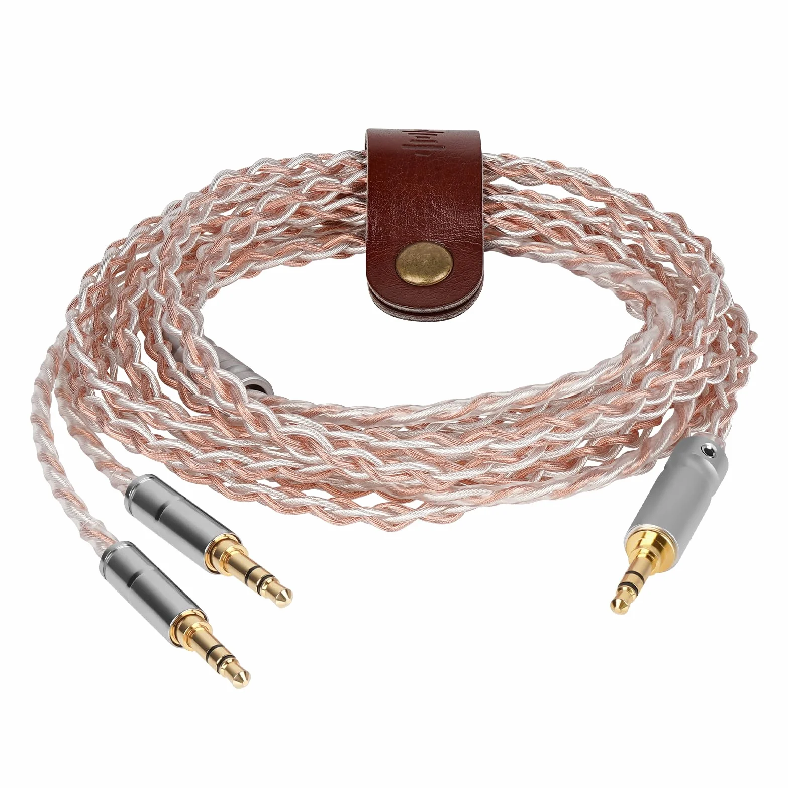 Geekria Apollo Copper Silver Braid Upgrade kabel audio kompatybilny z HIFIMAN SUSVARA ujawnił SUNDARA Ananda Arya HE4XX, 3,5 mm do podwójnego męskiego wymiennego kabla słuchawkowego 3,5 mm