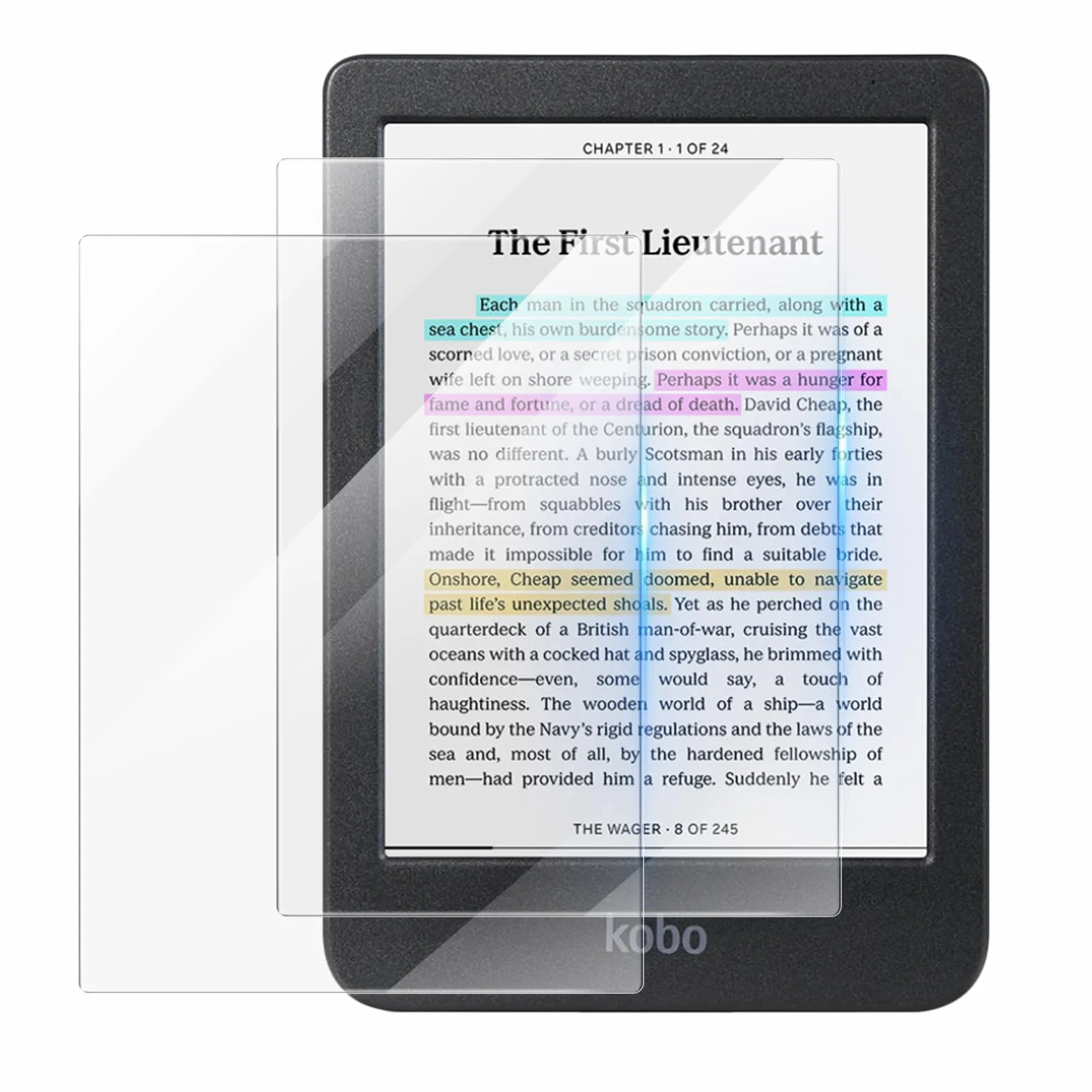 MoKo 2 Pack Tempered Glass Screen Protector for Kobo Clara BW & Clara Color 2024, 9H Hardness HD Clear Glass