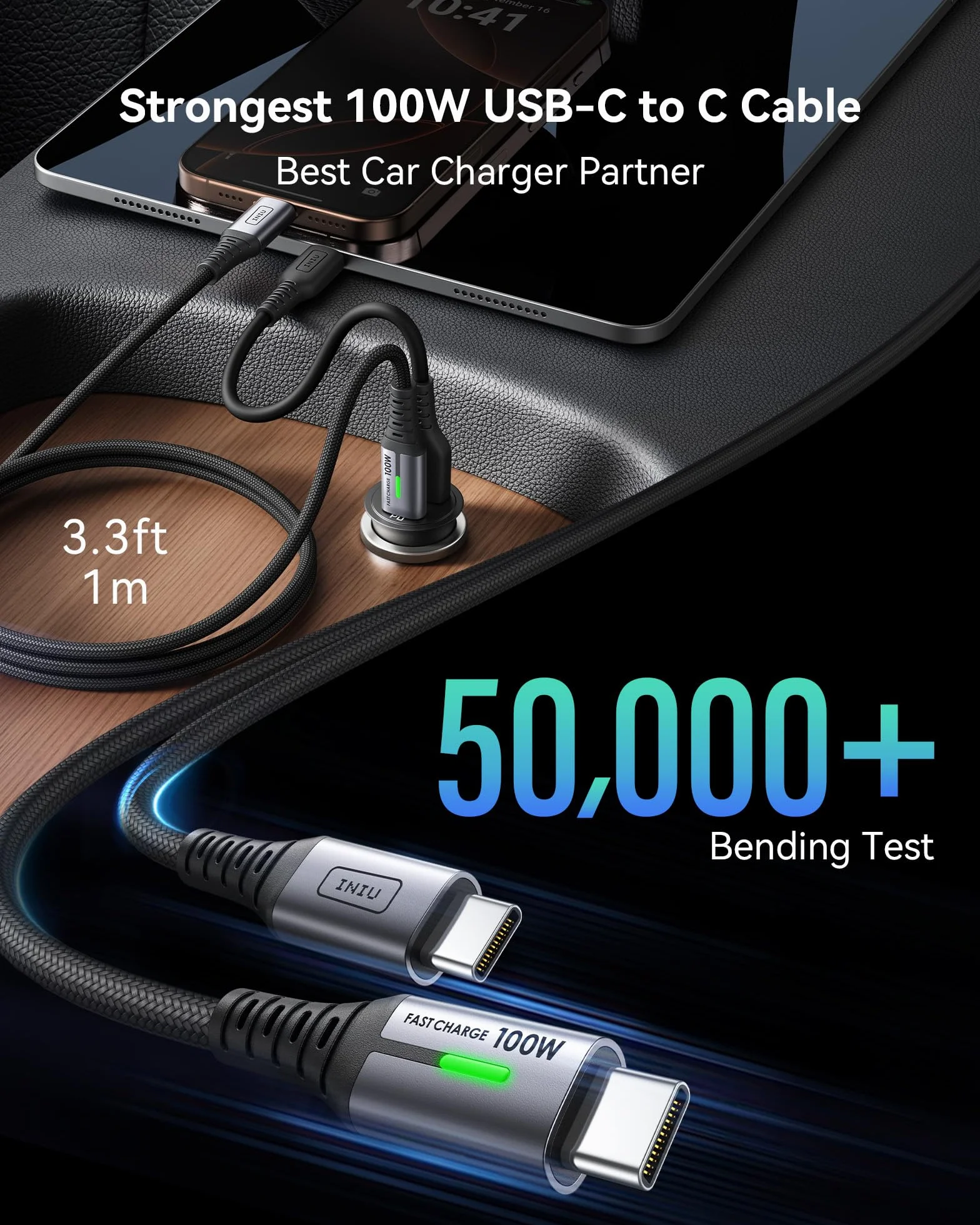 INIU Ładowarka samochodowa 60W USB C 30W USB A 30W PD QC3.0 100W zapalniczka samochodowa