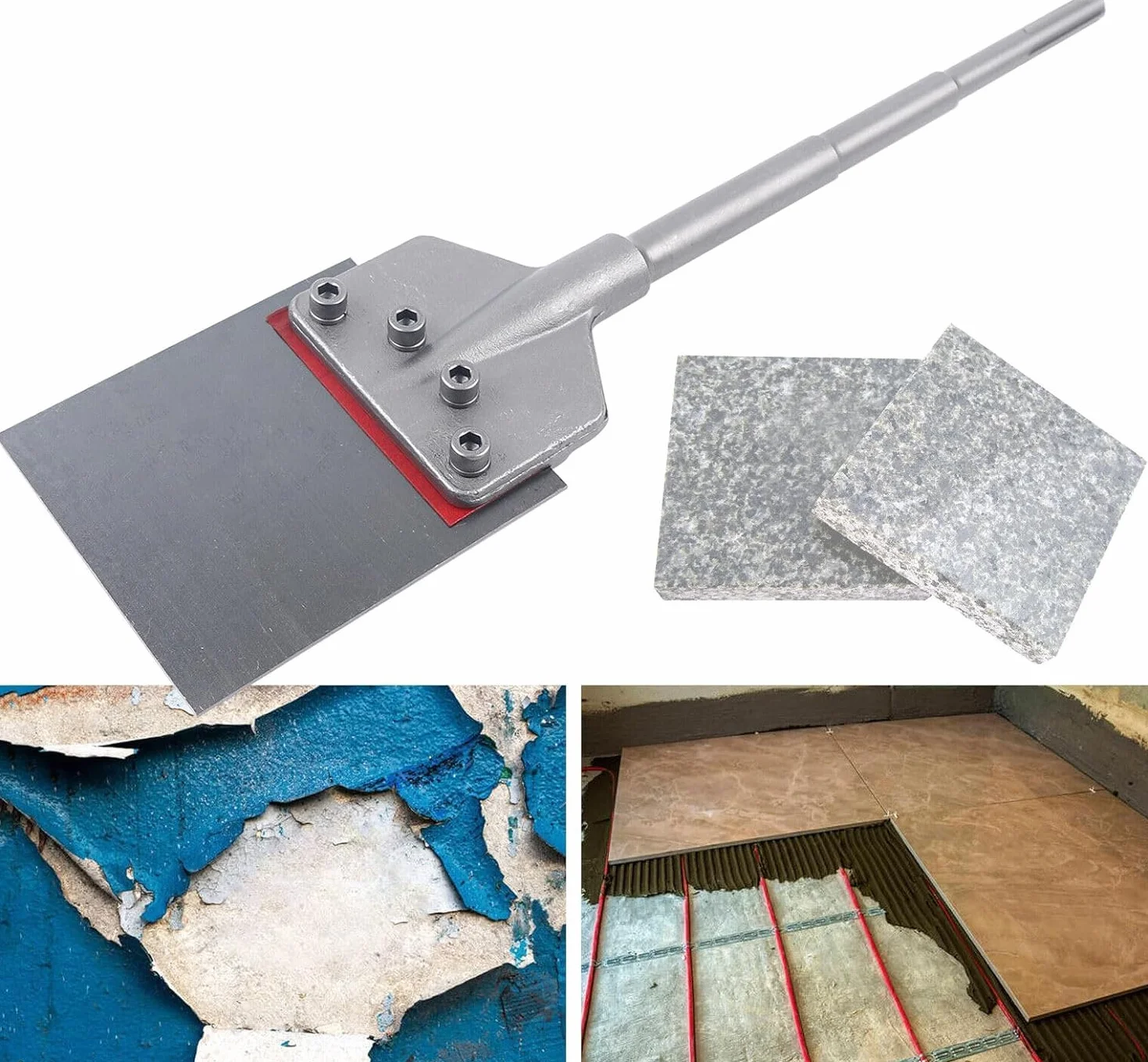 SDS-Max dłuto szpachlowe, skrobak podłogowy, płytki 245 x 60, do ściągania kleju podłogowego, dywanu, linoleum