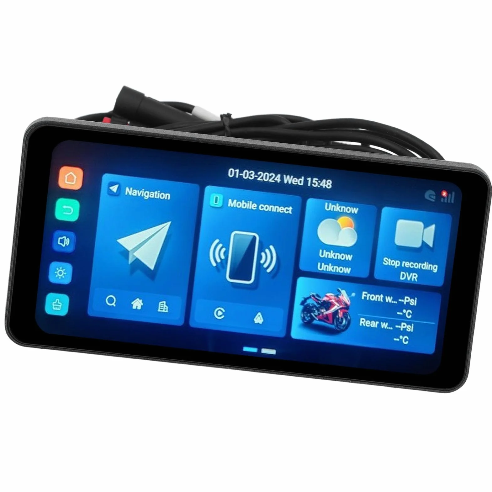 Motocyklowy System Nawigacji GPS 7in z Podwójnym Bluetooth, Płaszcz Przeciwdeszczowy, Android Auto Carplay