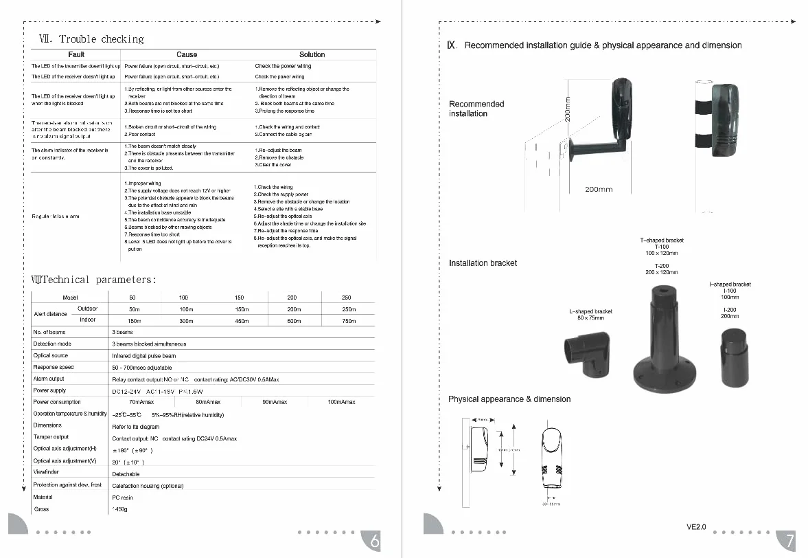 Detektory potrójnej wiązki Alarm potrójnej wiązki Fotoelektryczny detektor podczerwieni LED System bezpieczeństwa Transmisja bezprzewodowa dla systemu alarmowego w domu (ABE-250)