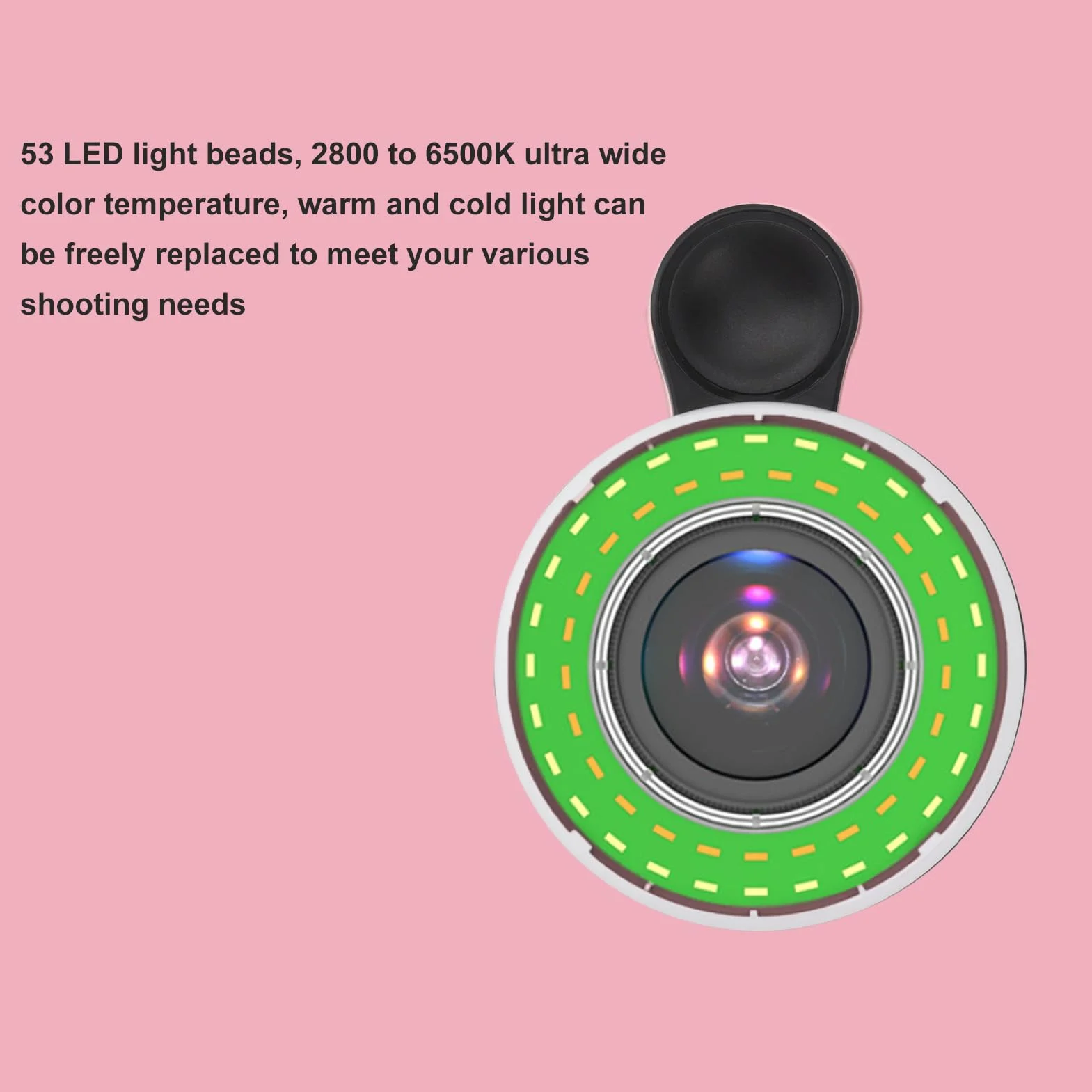 Obiektyw Makro 15X z lampą pierścieniową Mini Clip do aparatu telefonicznego 2800-6500K