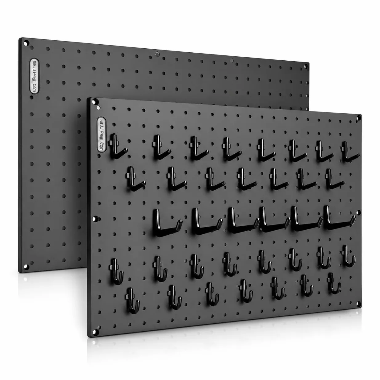 WallPeg Made in USA - zestaw organizerów ściennych do pegboardów - (PK-5B) - szerokość 122 cm - 2 panele Pegboard i 36 haczyków do tablic blokujących, organizacja garażu i organizer na narzędzia