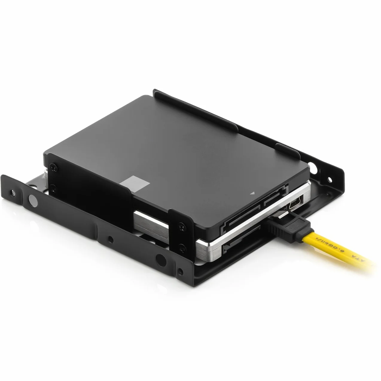 deleyCON Ramek Montażowych Set 2x 2,5" Dysków Twardych SSD do Adaptera 3,5" Zdejmowana Rama Wspornik Szyny Kabel SATA Zasilacz Śrubokręt