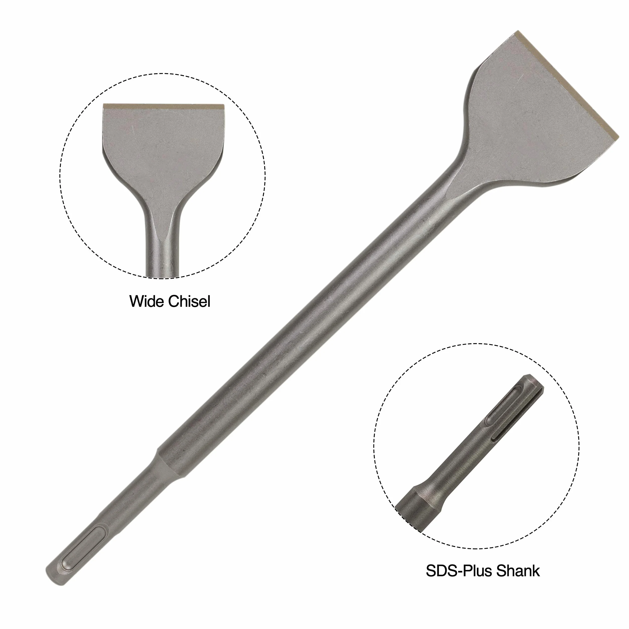 SDS Plus 4-częściowy zestaw dłut, wiertło do skrobania cienkiego 7,6 cm x 25,4 cm, dłuto punktowe, dłuto płaskie, szerokie dłuto - dłuto SDS do wiertarek udarowych - usuwanie płytek