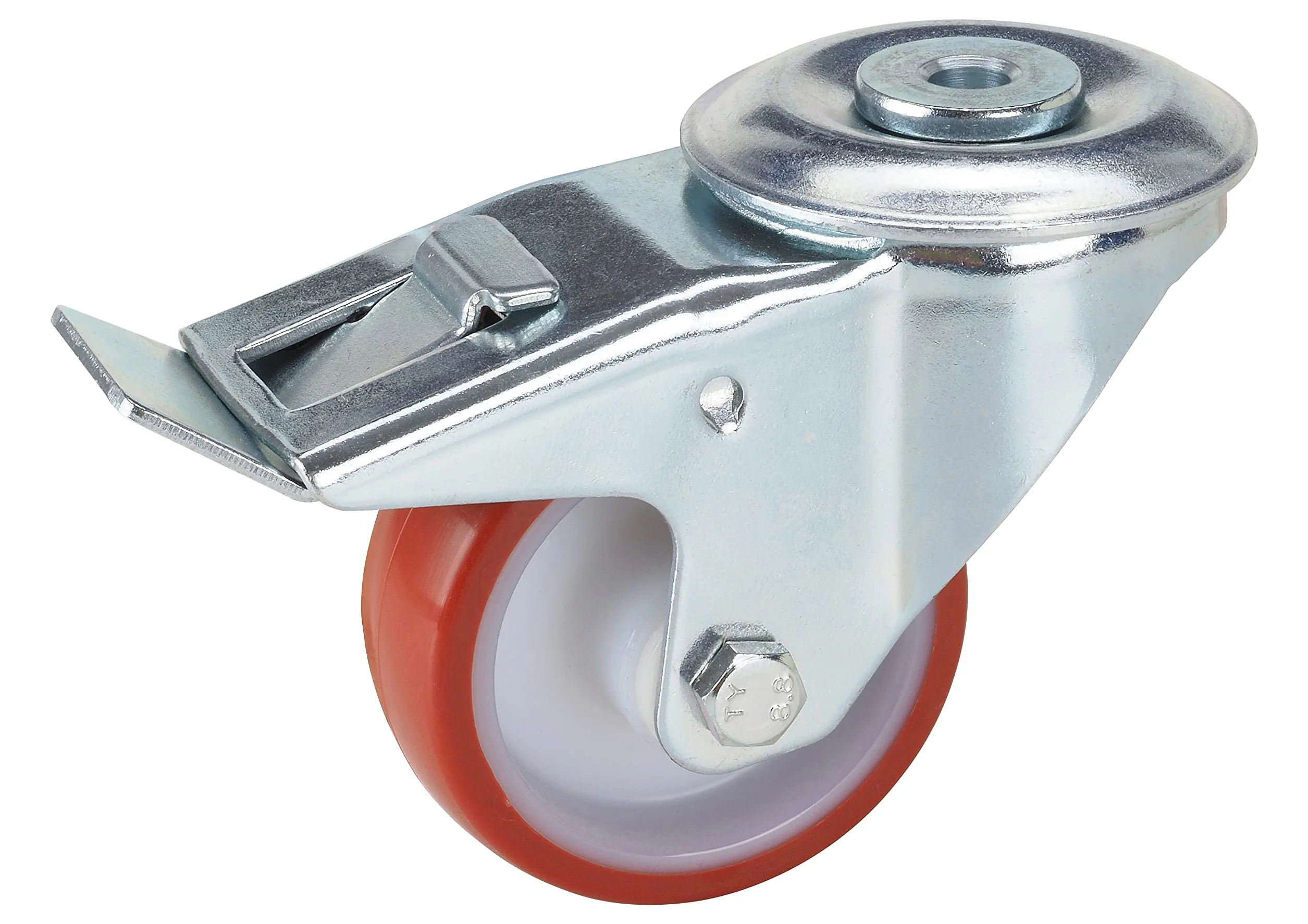 Dörner + Helmer Zestaw 4 kółek do urządzeń transportowych 80 mm PU, otwór na plecy 10,2 mm, mieszanka kółek, nośność 400 kg/zestaw