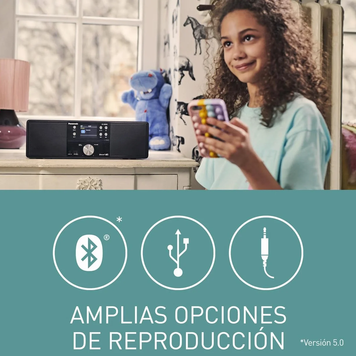 Panasonic SC-DM202 uniwersalny system stereo z odtwarzaczem CD DAB+ FM Bluetooth 24W czarny