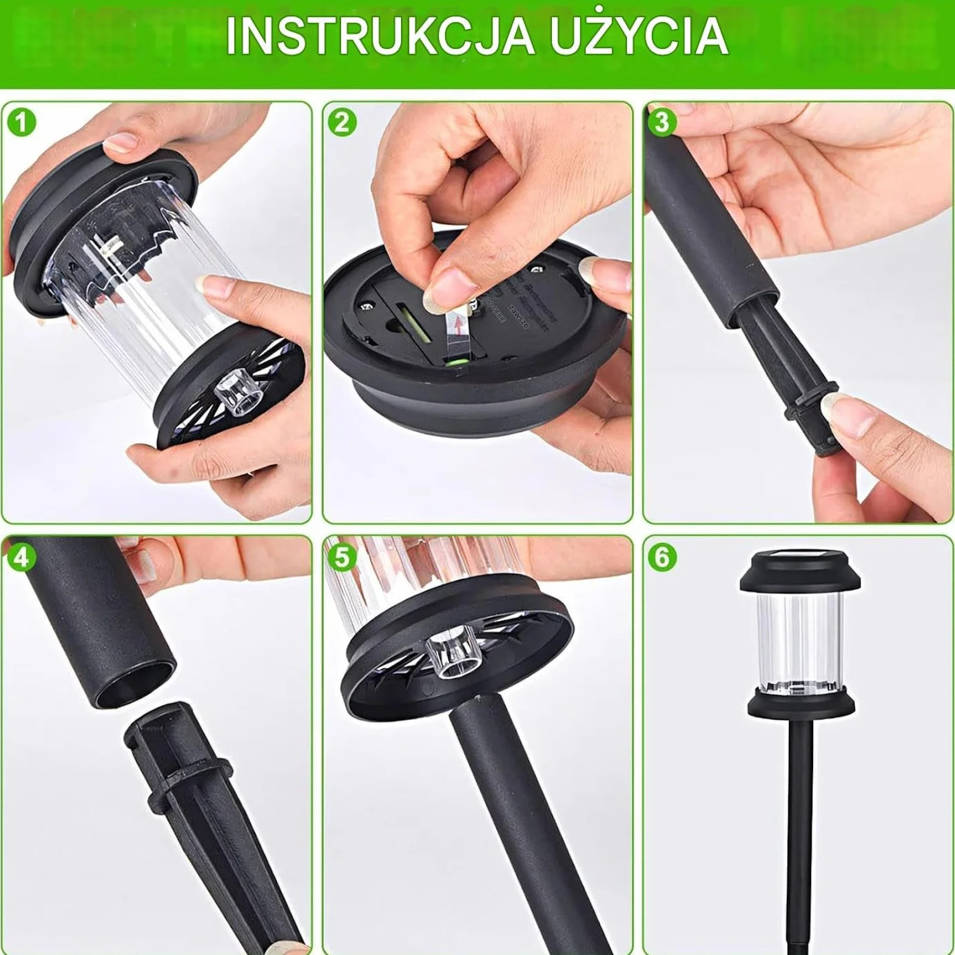 Lampy solarne ścieżkowe Zestaw 6 sztuk wodoodpornych lamp dekoracyjnych LED | Solarne lampy ogrodowe zewnętrzne balkon, park, trawnik, tereny, dziedziniec, patio, rabaty kwiatowe