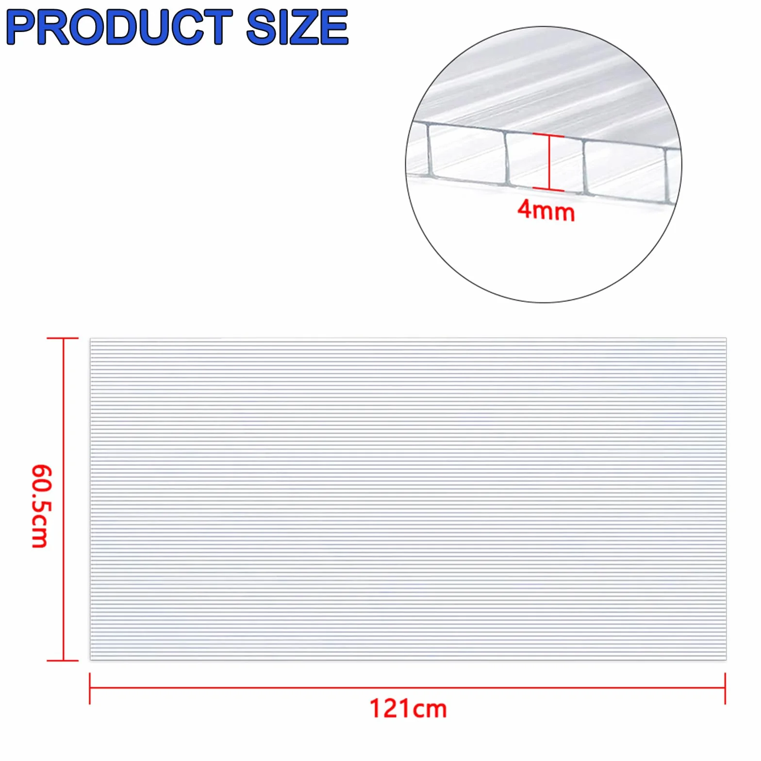 Aufun Poliwęglanowe przezroczyste płyty komorowe do szklarni, płyty ścienne, płyty szklarniowe, 14 sztuk, 605 x 1210 x 4 mm, 10,25 m²