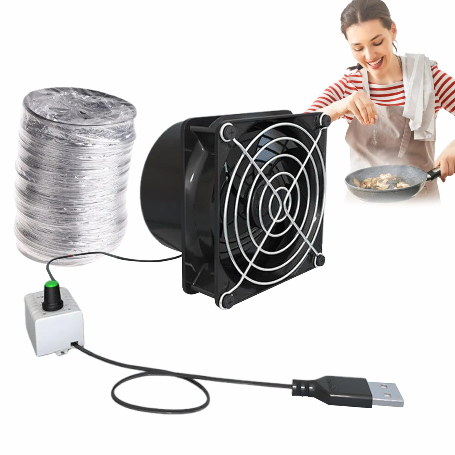 Générique USB Soldering Fume Extractor Fan, dmuchawa powietrza zasilana przez USB, regulowana prędkość, warsztat, amortyzator wentylacyjny do łazienki, kuchni, toalety