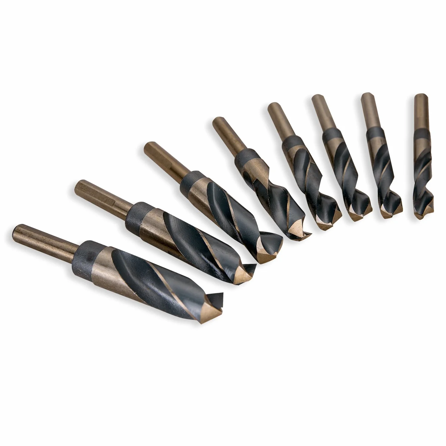 EFFICERE 8-częściowy zestaw wierteł 1/5.1 cm z chwytem srebrnym i Deming w aluminiowej walizce transportowej, stal szybkotnąca (HSS) | SAE rozmiar 9/40.6 cm - 2.5 cm na 1/16 przyrost
